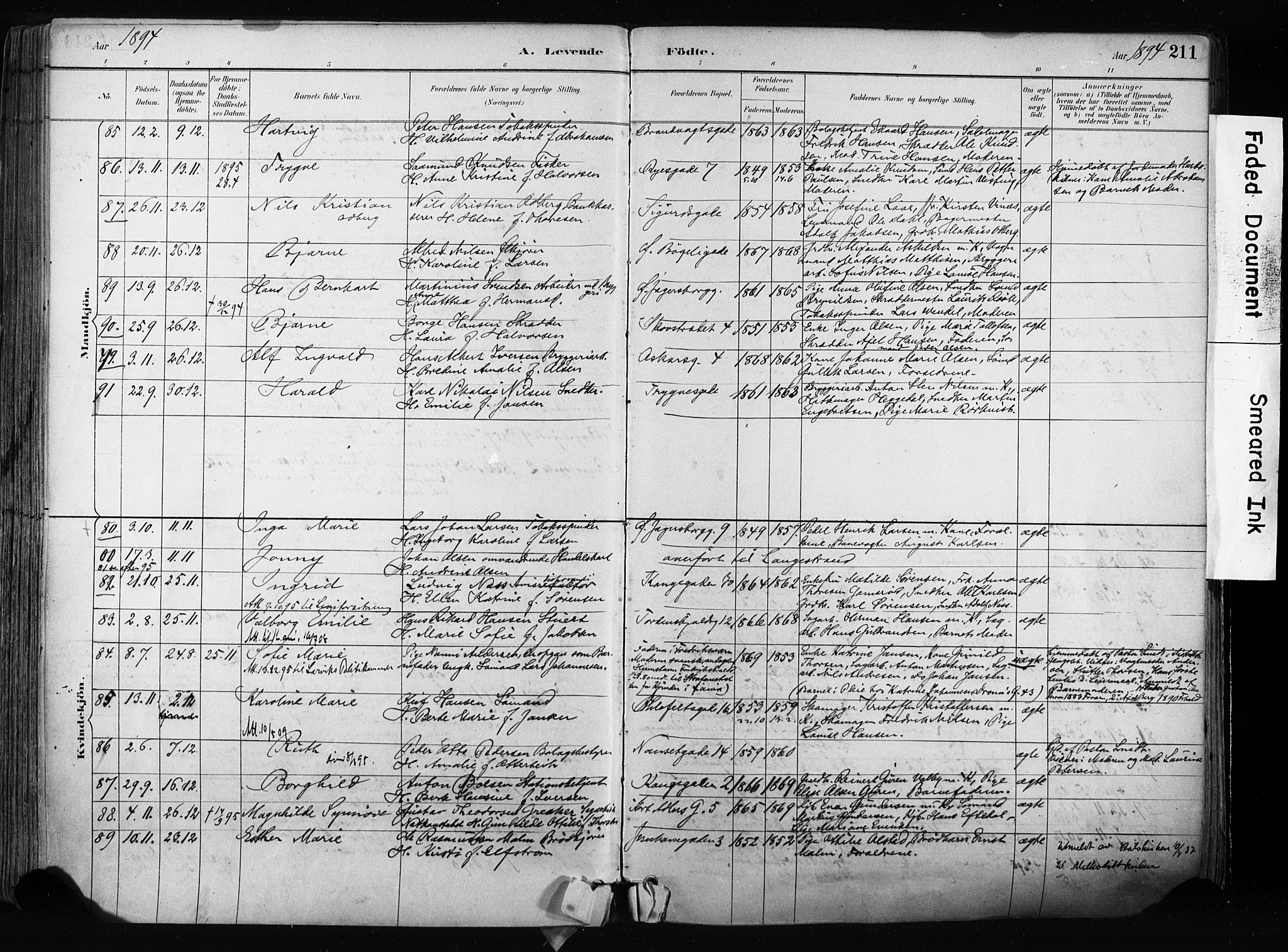 Larvik kirkebøker, AV/SAKO-A-352/F/Fa/L0009: Parish register (official) no. I 9, 1884-1904, p. 211