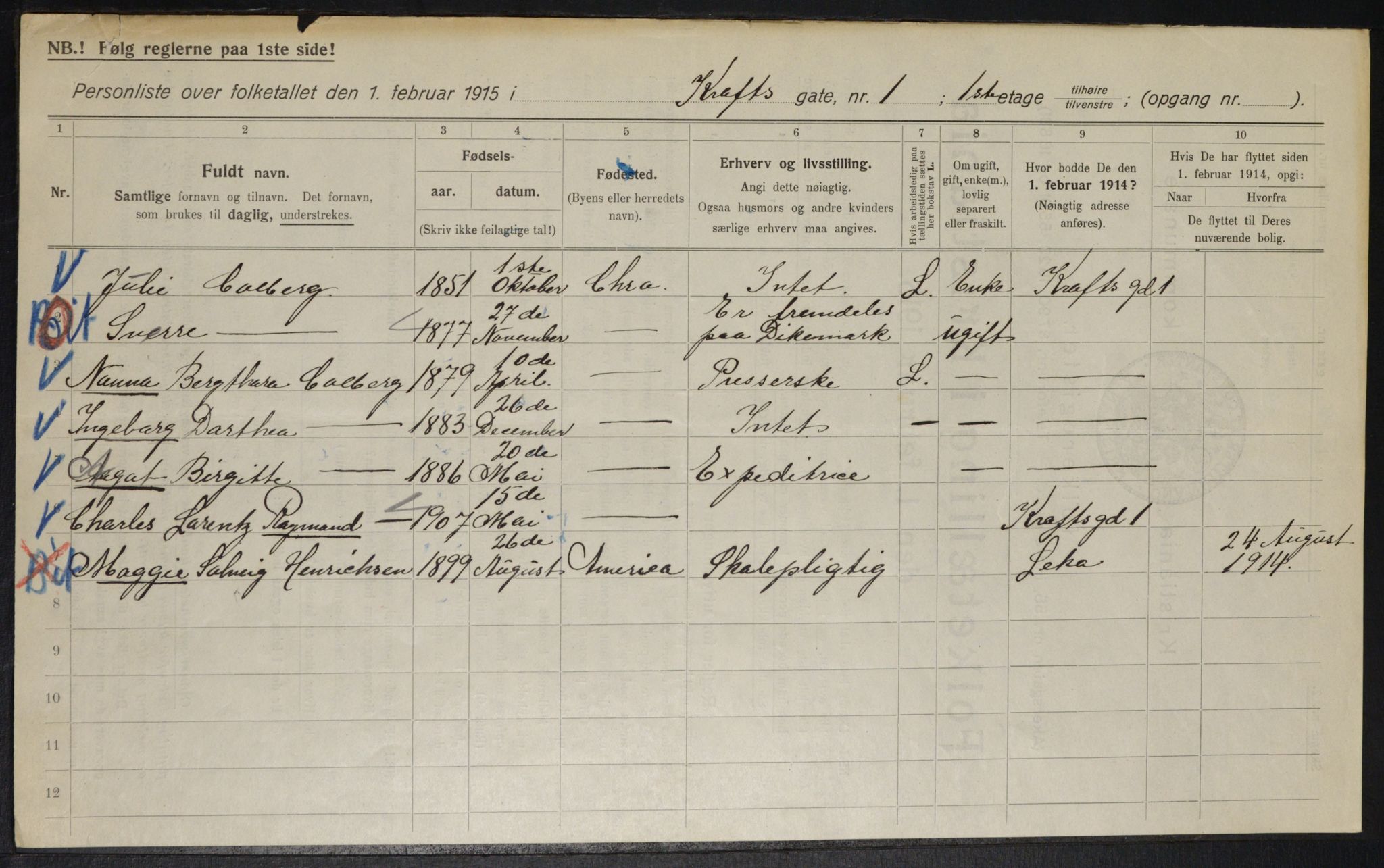 OBA, Municipal Census 1915 for Kristiania, 1915, p. 53443