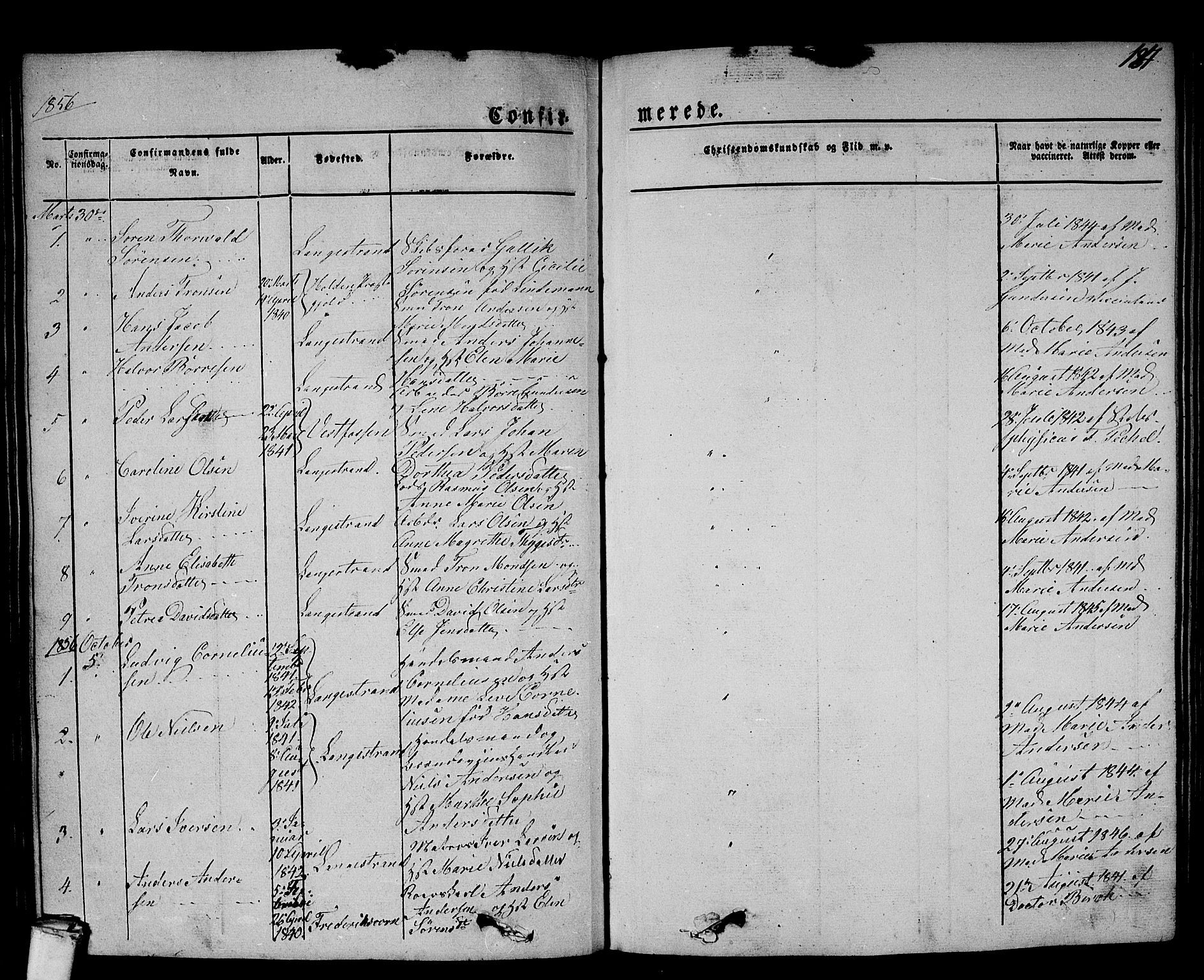 Larvik kirkebøker, SAKO/A-352/G/Gb/L0002: Parish register (copy) no. II 2, 1843-1866, p. 184