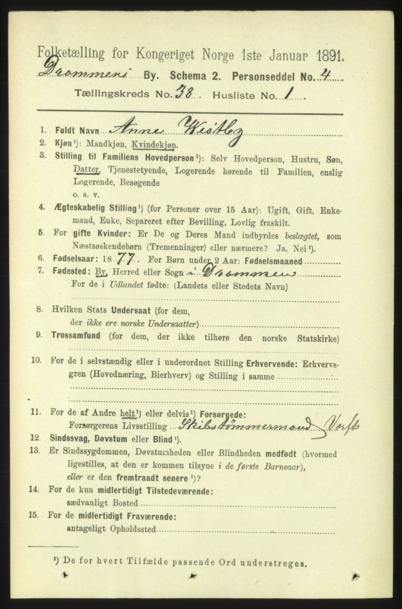 RA, 1891 census for 0602 Drammen, 1891, p. 22939