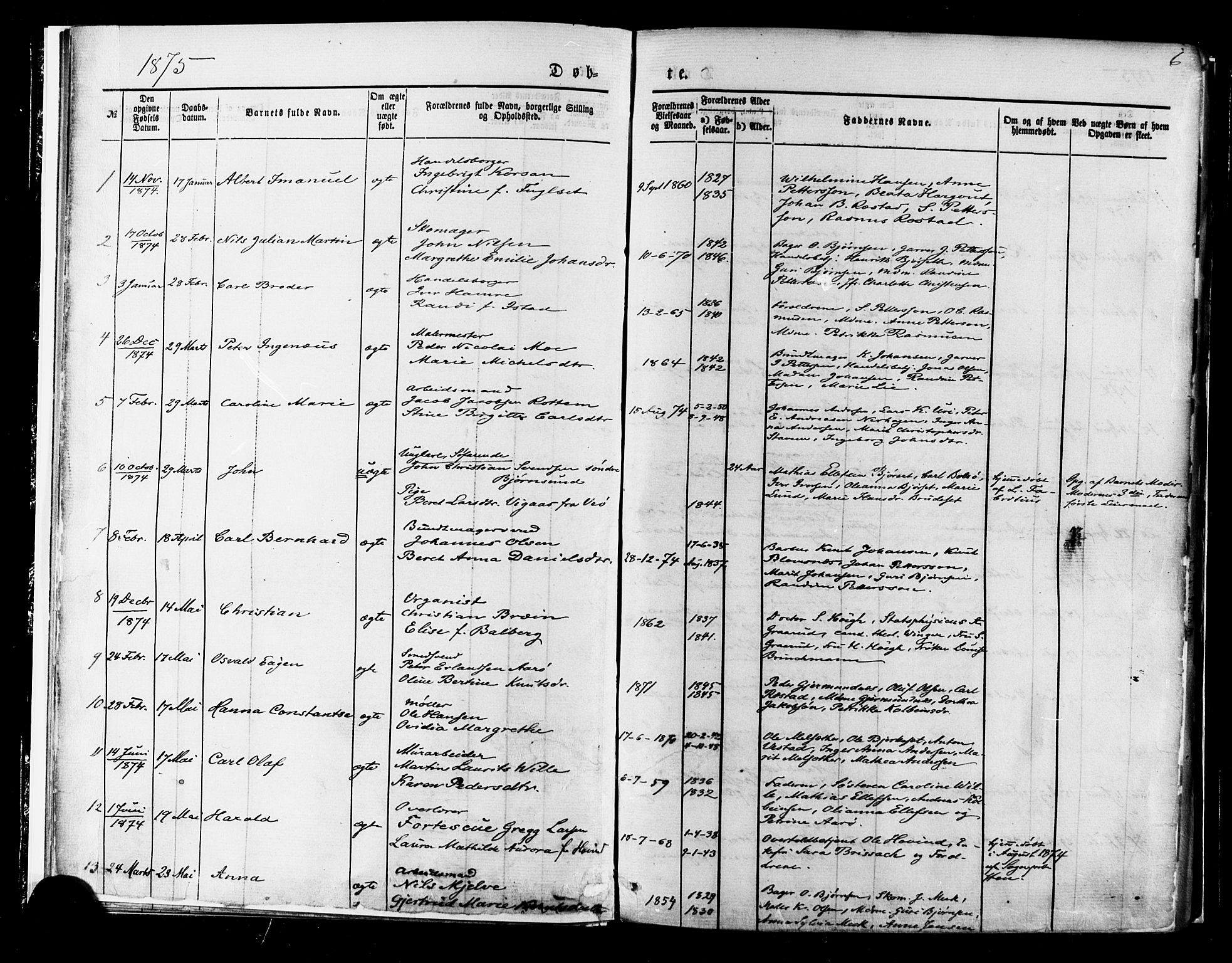 Ministerialprotokoller, klokkerbøker og fødselsregistre - Møre og Romsdal, SAT/A-1454/558/L0691: Parish register (official) no. 558A05, 1873-1886, p. 6