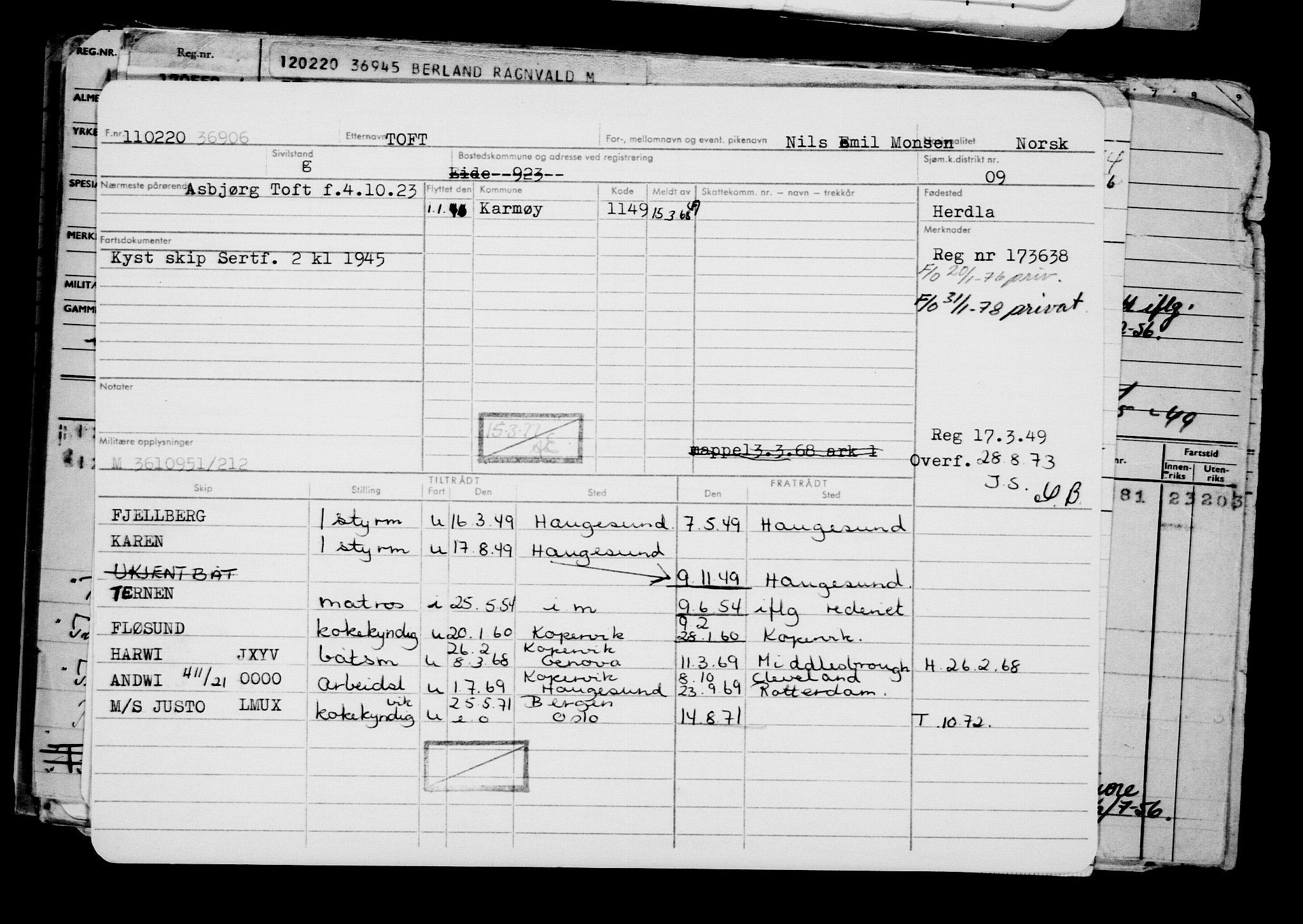 Direktoratet for sjømenn, AV/RA-S-3545/G/Gb/L0177: Hovedkort, 1920, p. 152