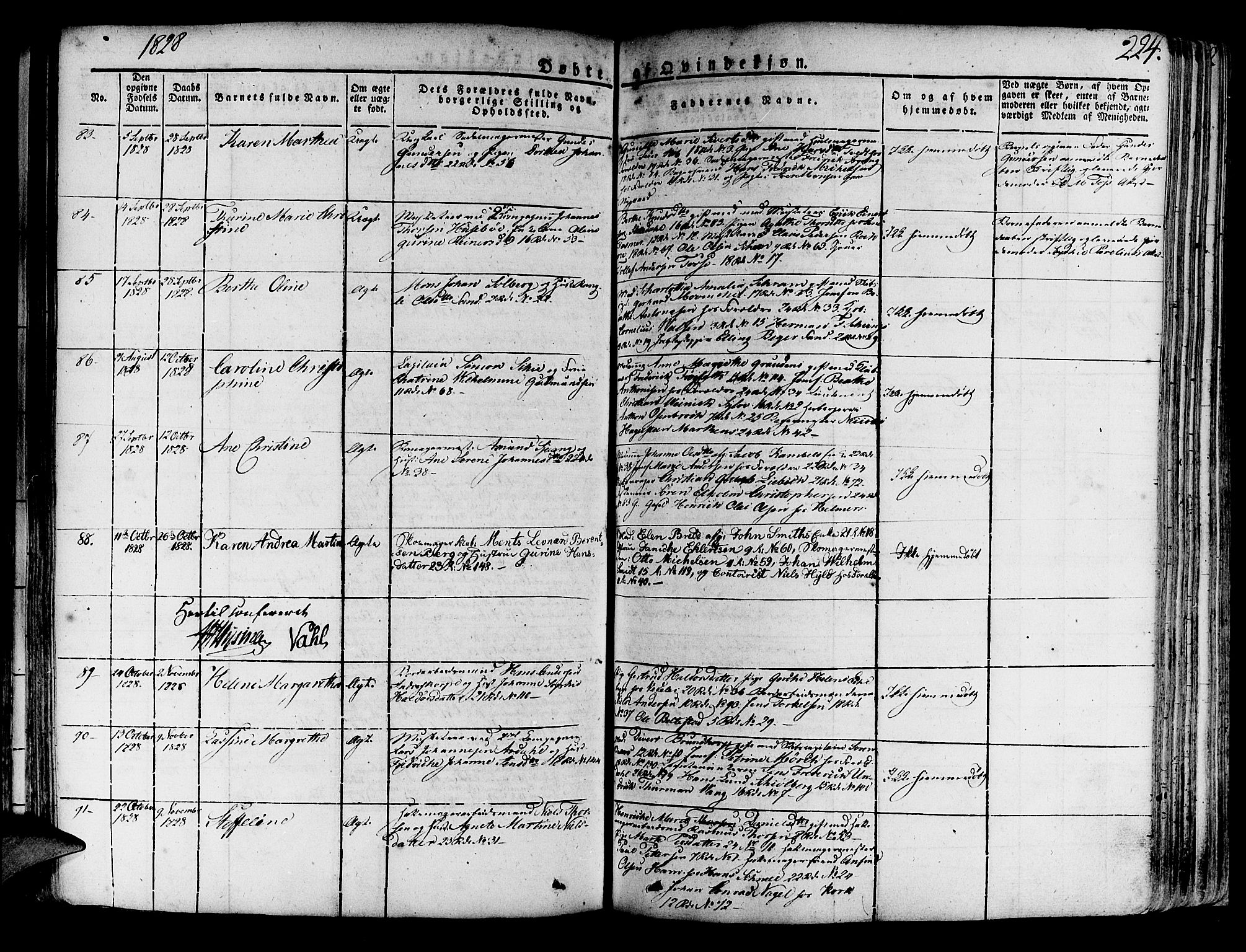 Korskirken sokneprestembete, AV/SAB-A-76101/H/Haa/L0014: Parish register (official) no. A 14, 1823-1835, p. 224