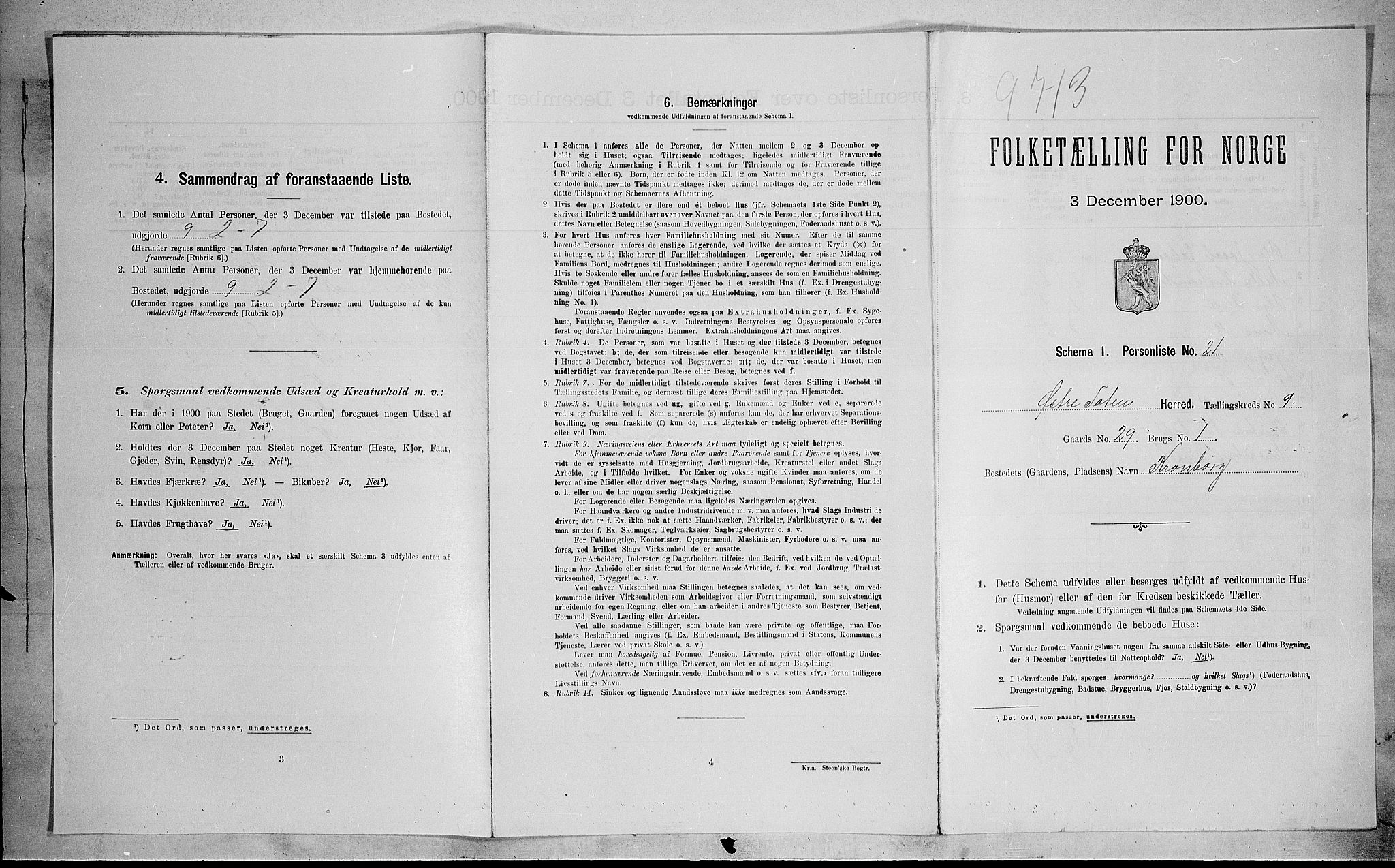 SAH, 1900 census for Østre Toten, 1900, p. 2537