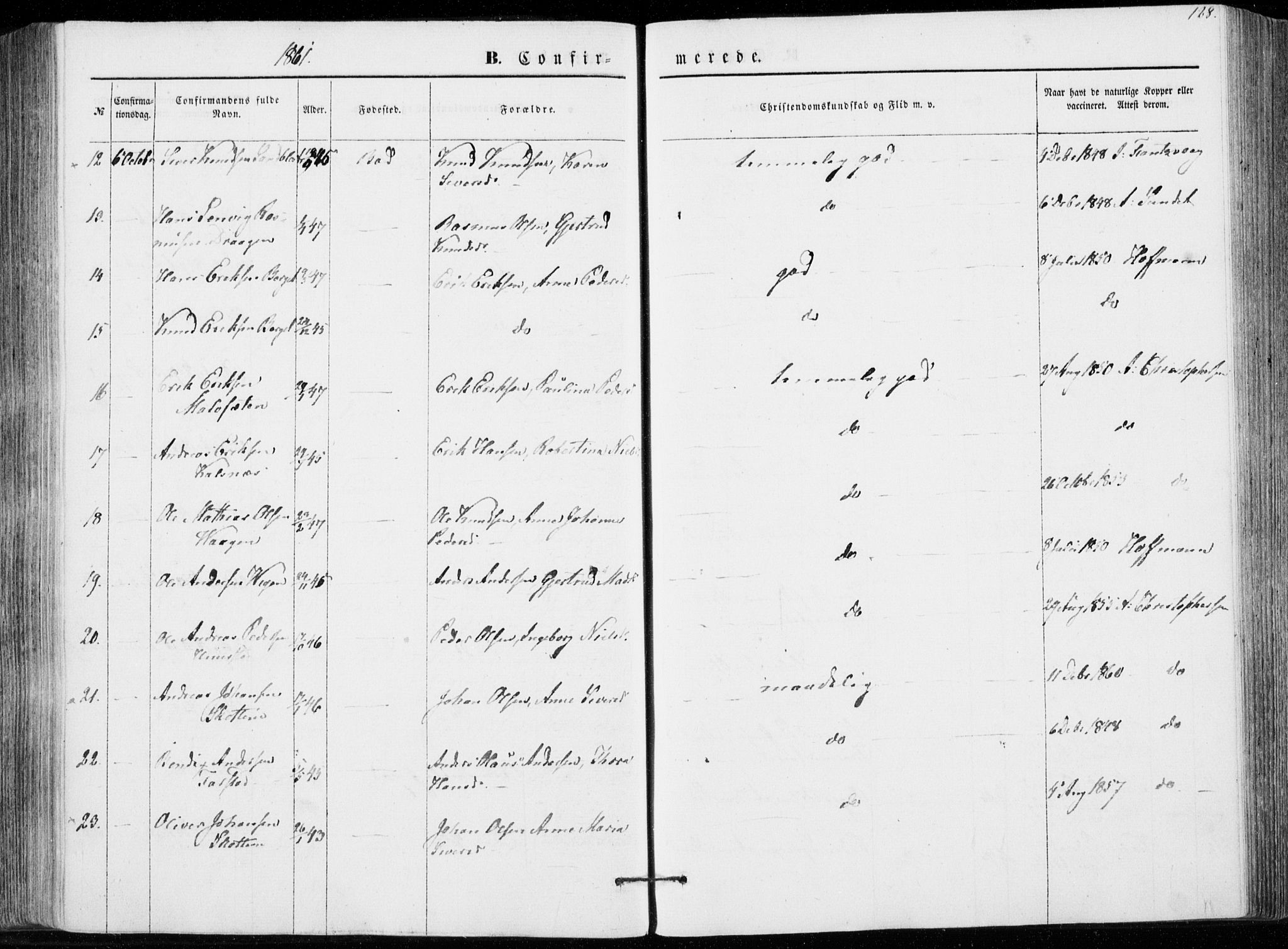 Ministerialprotokoller, klokkerbøker og fødselsregistre - Møre og Romsdal, AV/SAT-A-1454/566/L0767: Parish register (official) no. 566A06, 1852-1868, p. 128