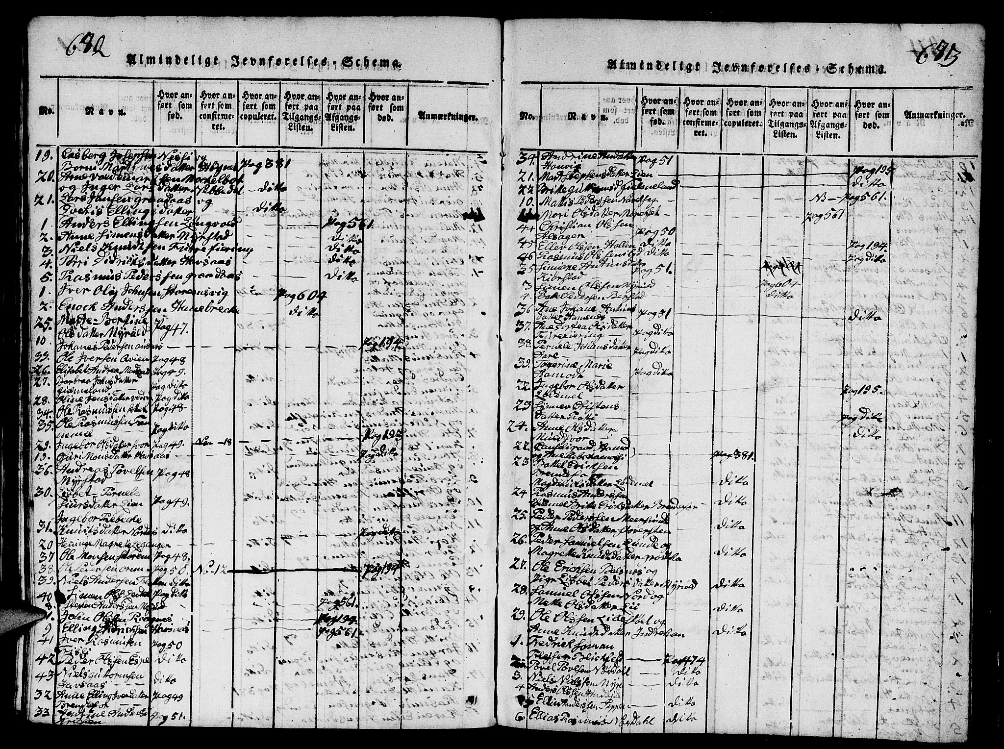 Eid sokneprestembete, AV/SAB-A-82301/H/Hab/Haba/L0001: Parish register (copy) no. A 1, 1816-1862, p. 672-673