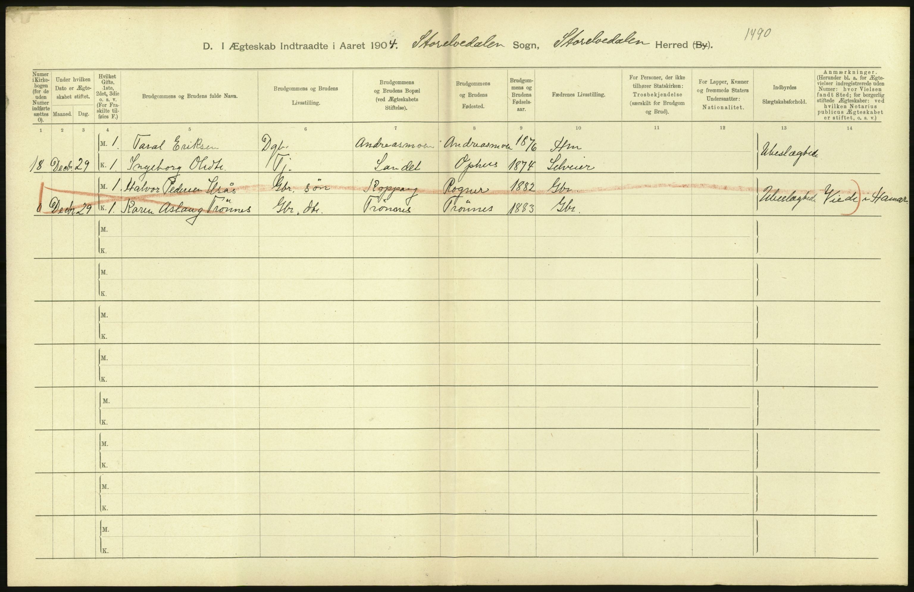 Statistisk sentralbyrå, Sosiodemografiske emner, Befolkning, AV/RA-S-2228/D/Df/Dfa/Dfab/L0005: Hedemarkens amt: Fødte, gifte, døde, 1904, p. 546