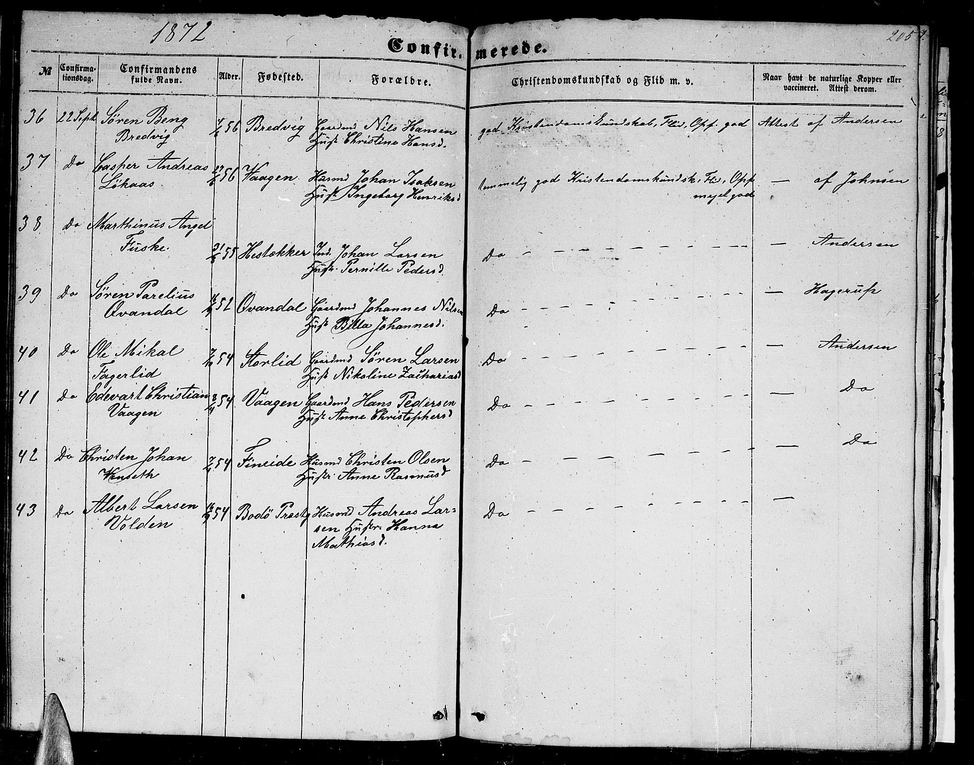 Ministerialprotokoller, klokkerbøker og fødselsregistre - Nordland, AV/SAT-A-1459/852/L0753: Parish register (copy) no. 852C04, 1856-1877, p. 205