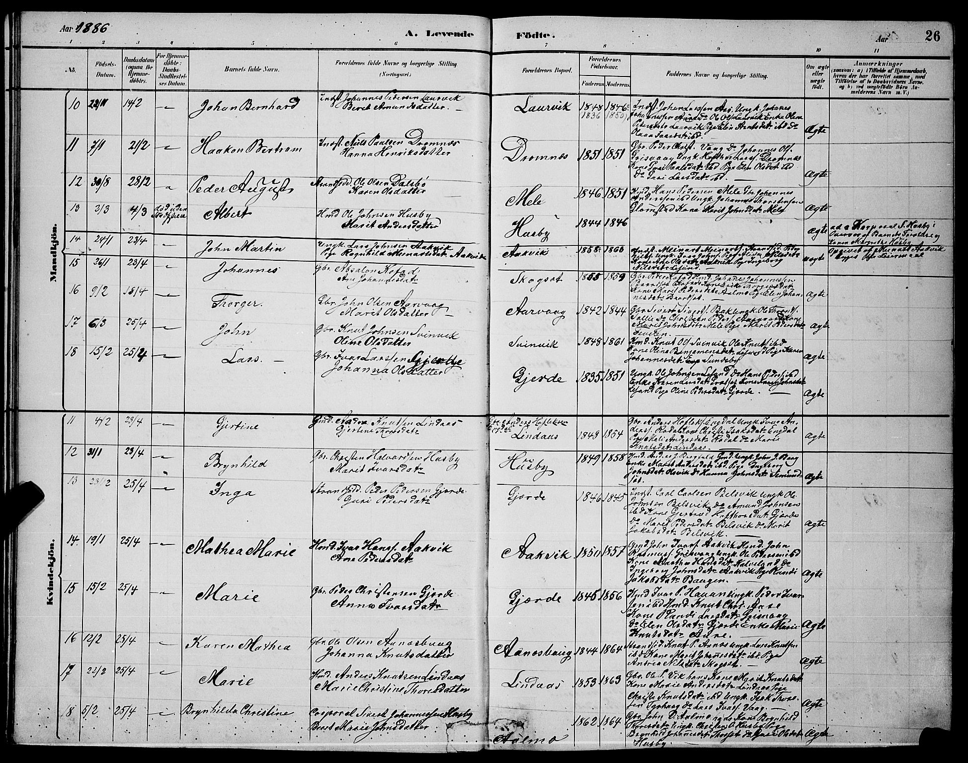 Ministerialprotokoller, klokkerbøker og fødselsregistre - Møre og Romsdal, SAT/A-1454/578/L0909: Parish register (copy) no. 578C02, 1882-1900, p. 26