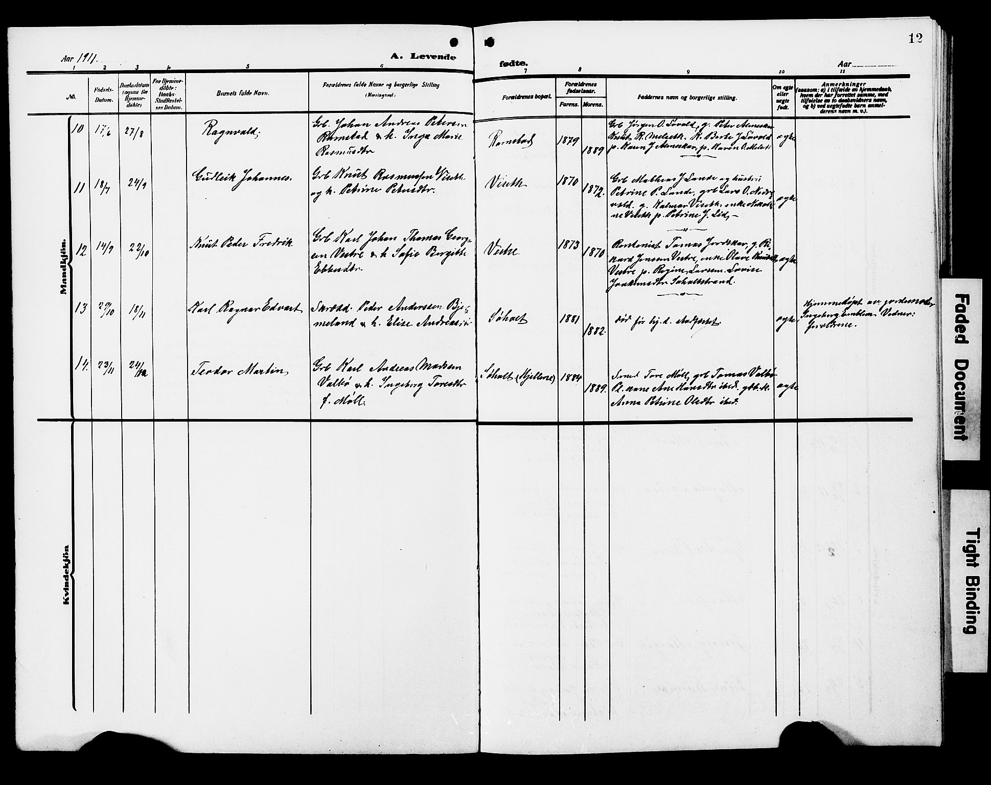 Ministerialprotokoller, klokkerbøker og fødselsregistre - Møre og Romsdal, AV/SAT-A-1454/522/L0328: Parish register (copy) no. 522C07, 1909-1925, p. 12