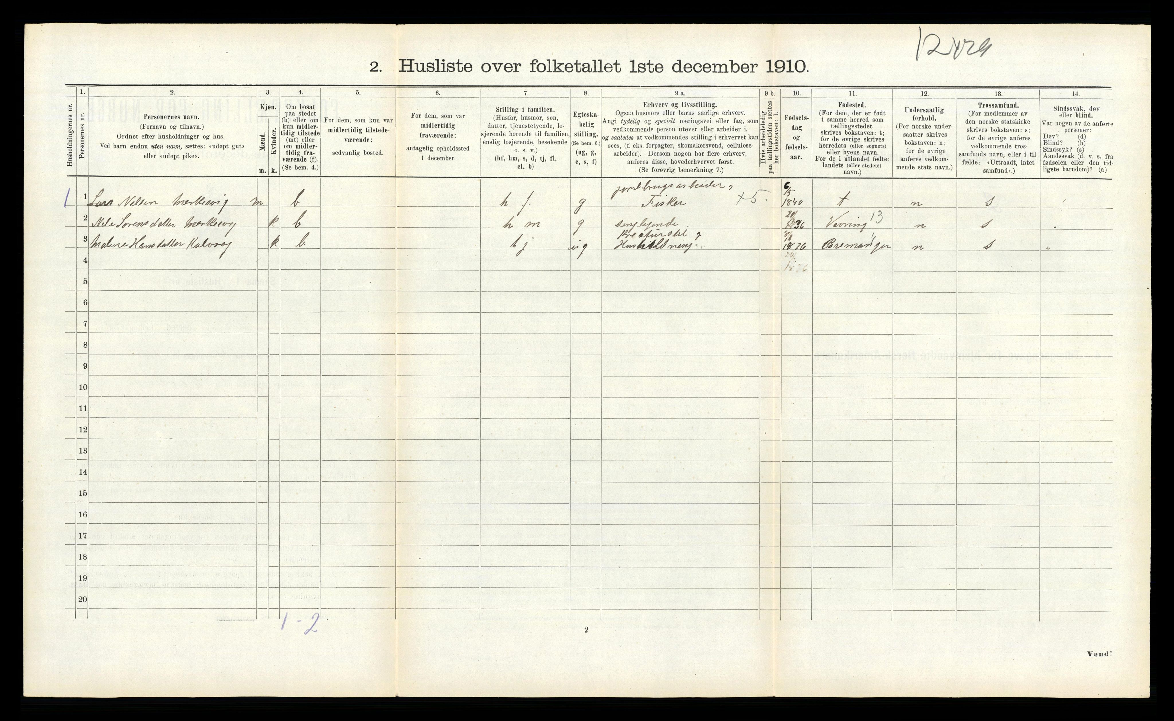 RA, 1910 census for Kinn, 1910, p. 1405