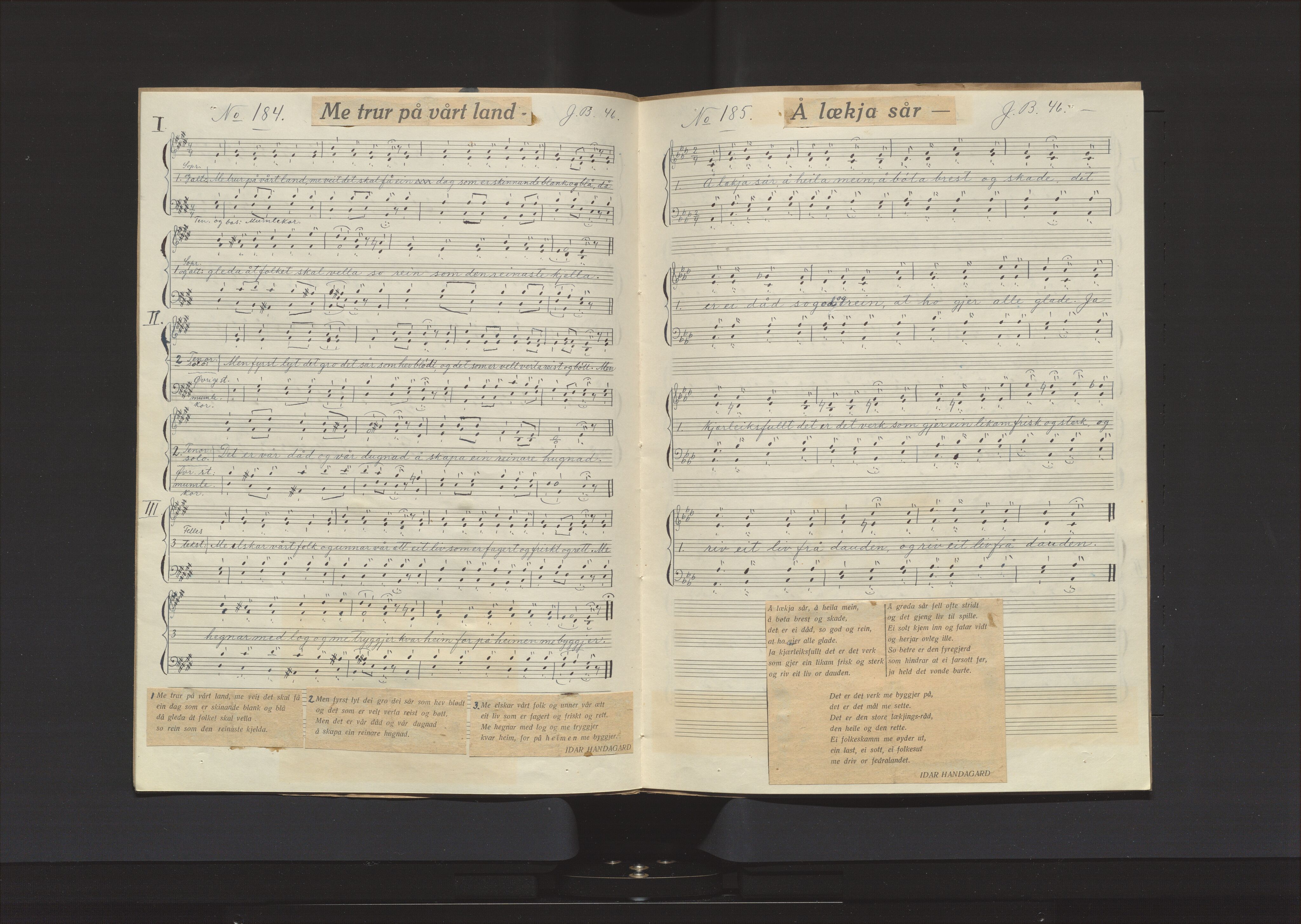 Notesamling Hadeland Folkemuseum, OARM/H-A-00700/F/Fi/L0001/0012: J. A. Ballangrud, "Sangfuglen" / "Sangfuglen" hefte XII, 1946, p. 5
