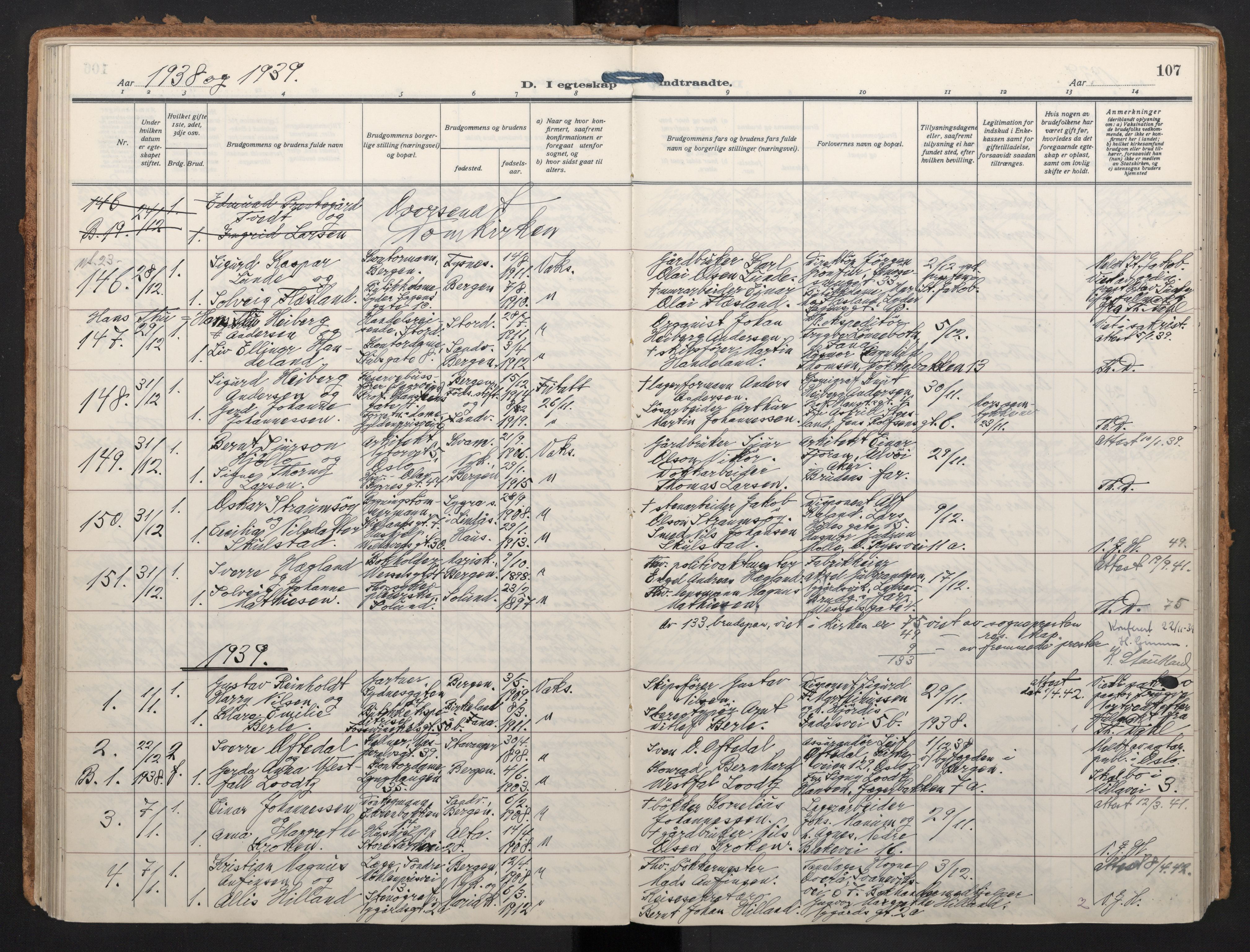 Johanneskirken sokneprestembete, SAB/A-76001/H/Haa/L0014: Parish register (official) no. D 3, 1929-1949, p. 106b-107a