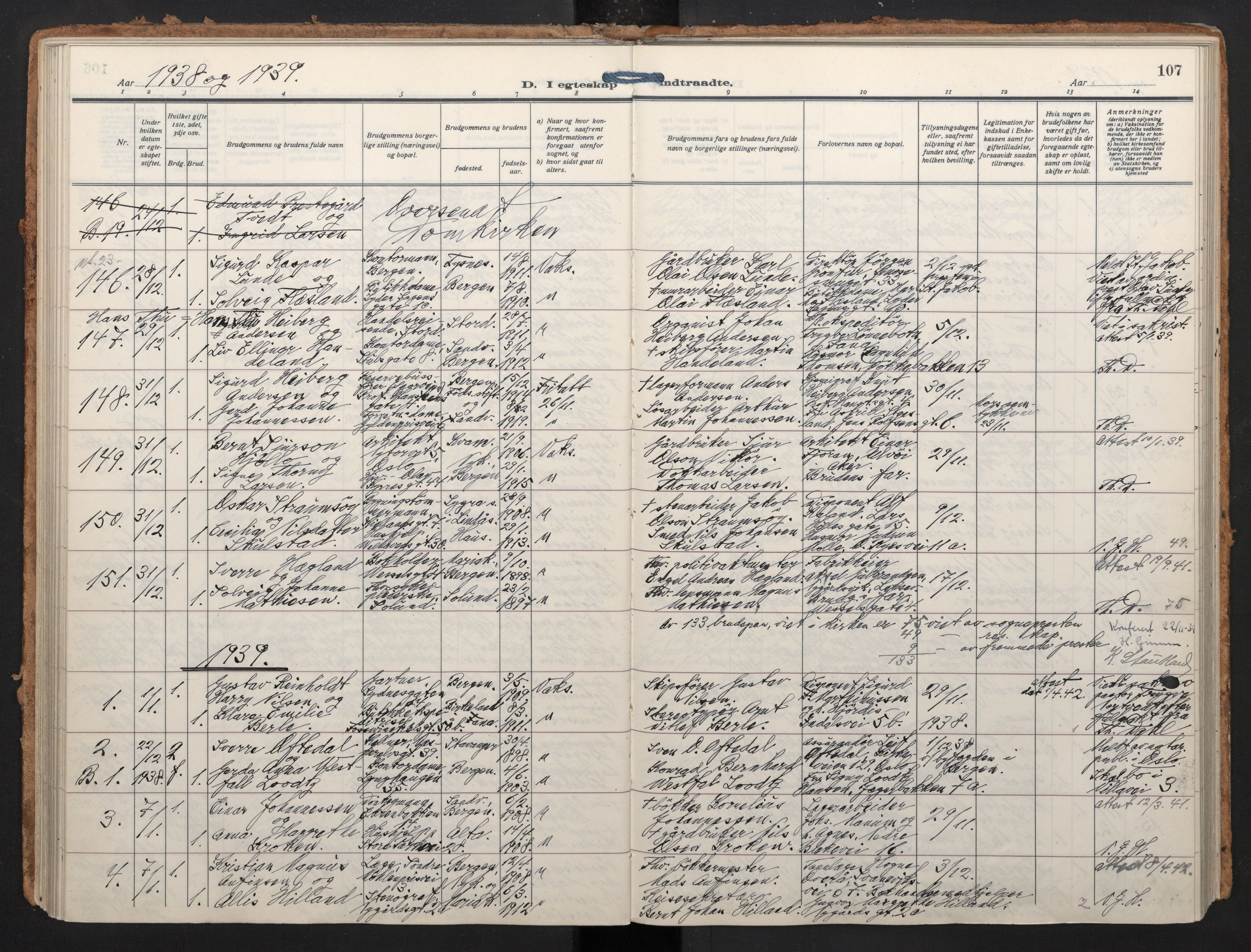 Johanneskirken sokneprestembete, AV/SAB-A-76001/H/Haa/L0014: Parish register (official) no. D 3, 1929-1949, p. 106b-107a