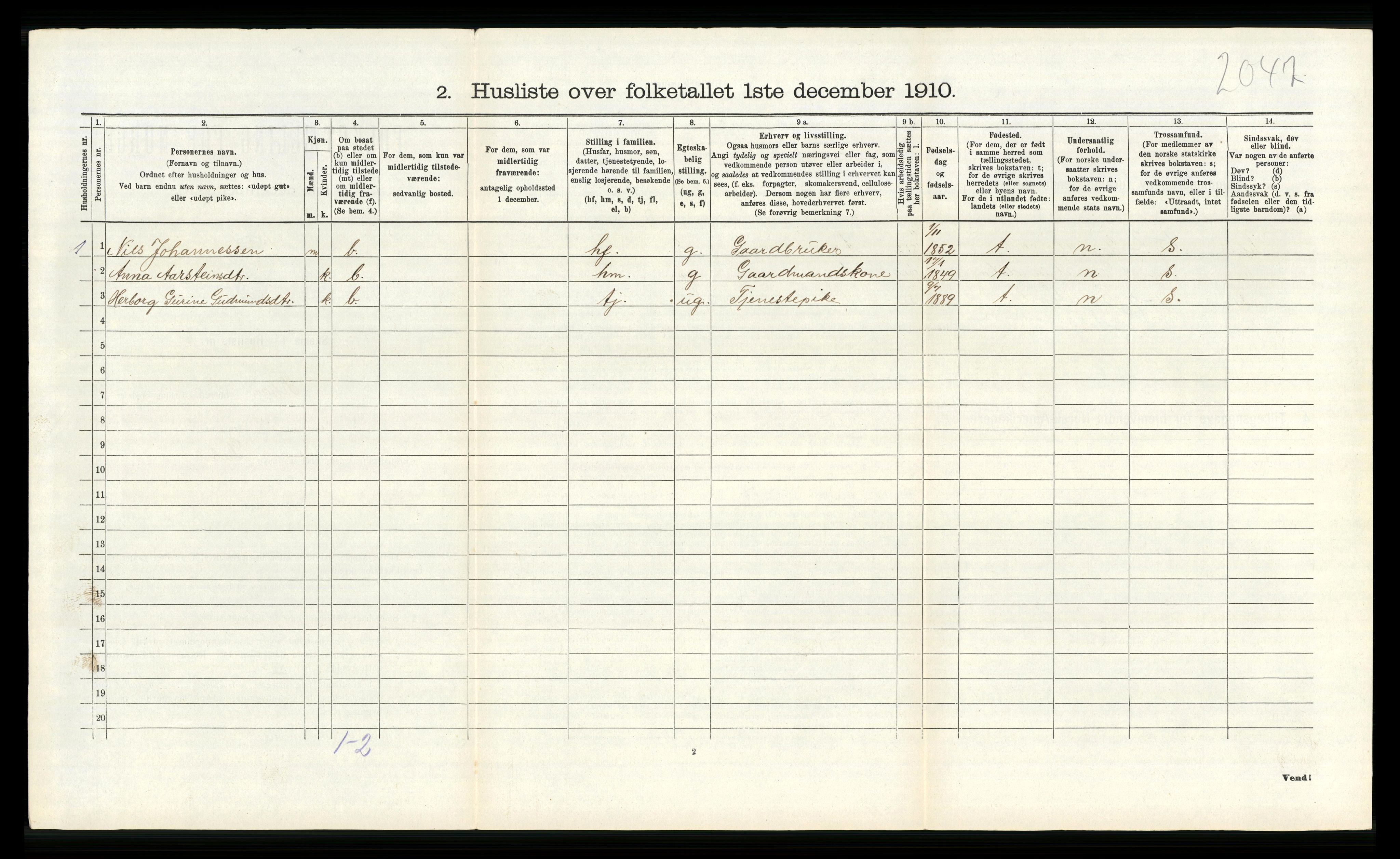 RA, 1910 census for Fitjar, 1910, p. 404