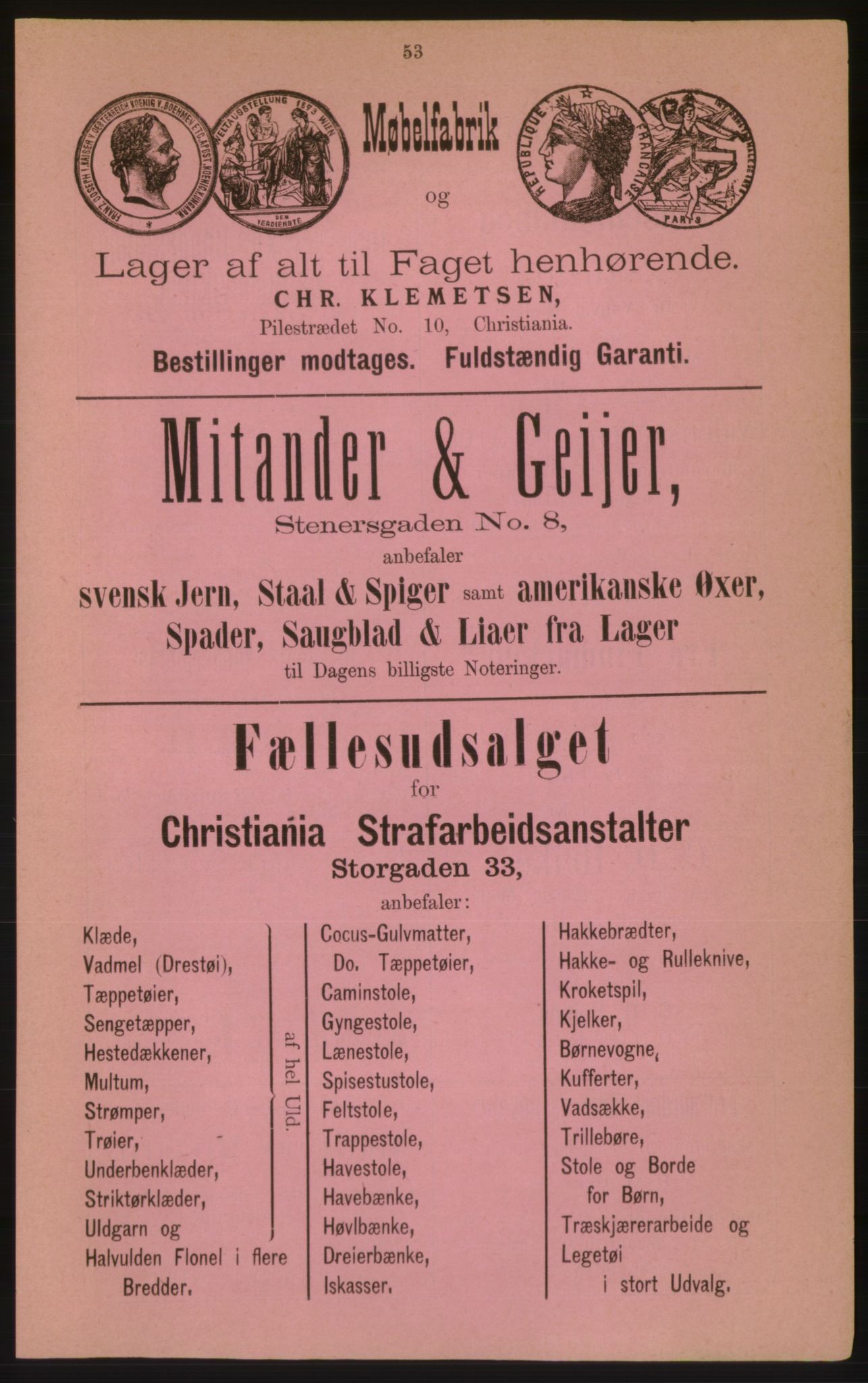 Kristiania/Oslo adressebok, PUBL/-, 1882, p. 53