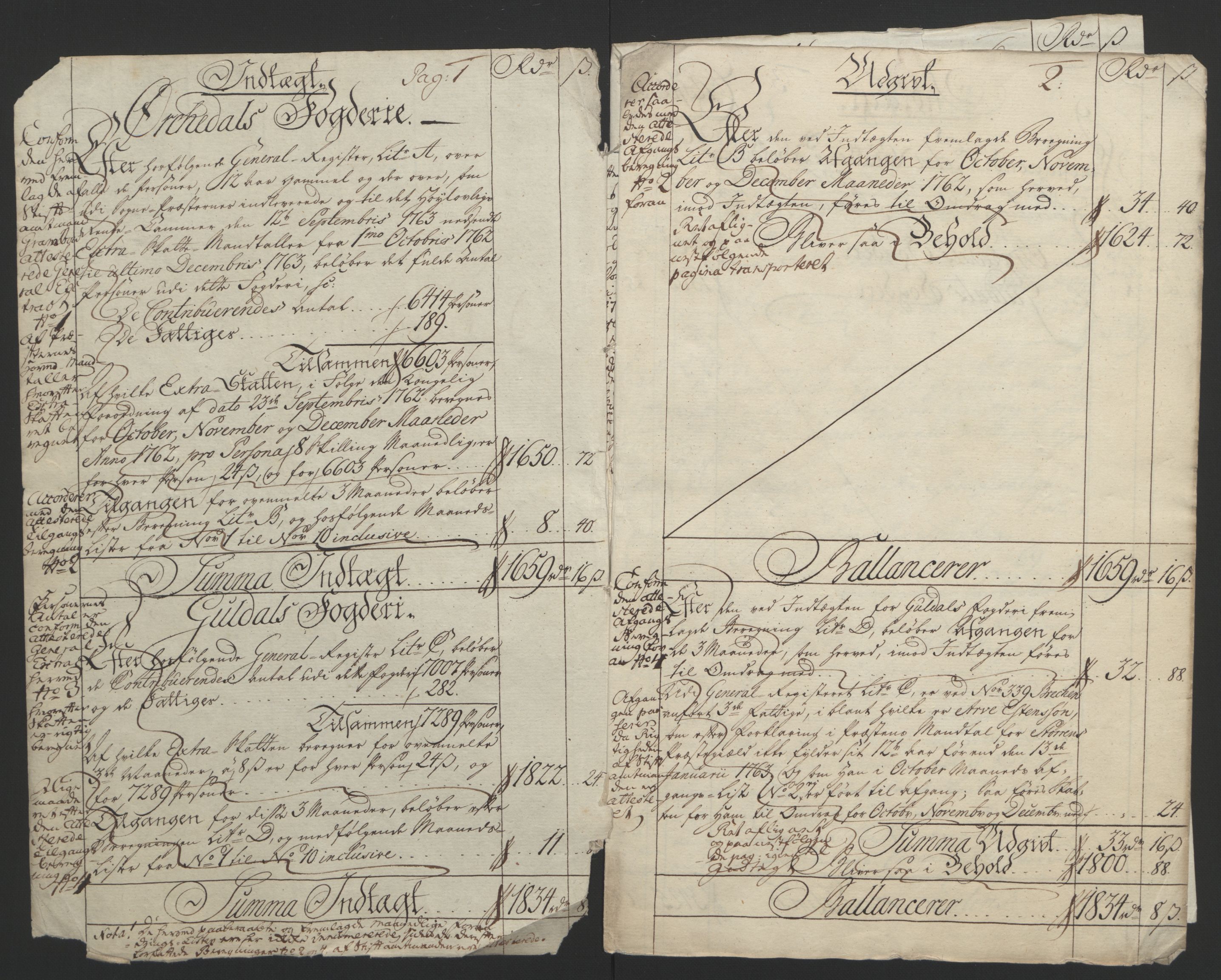 Rentekammeret inntil 1814, Reviderte regnskaper, Fogderegnskap, RA/EA-4092/R60/L4094: Ekstraskatten Orkdal og Gauldal, 1762-1765, p. 7