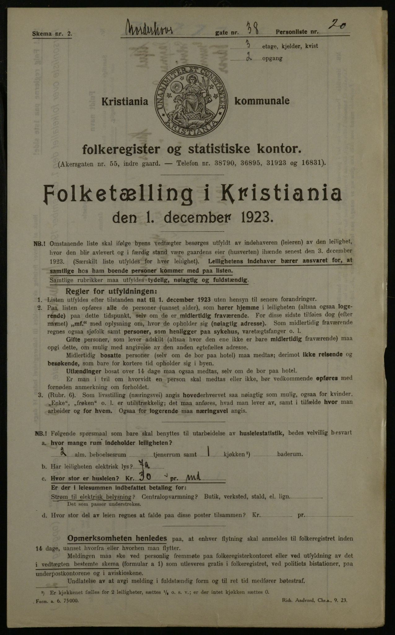 OBA, Municipal Census 1923 for Kristiania, 1923, p. 80272