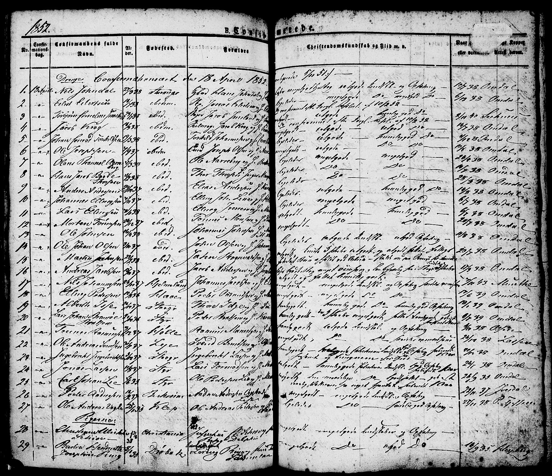 Domkirken sokneprestkontor, SAST/A-101812/001/30/30BA/L0011: Parish register (official) no. A 11, 1832-1856