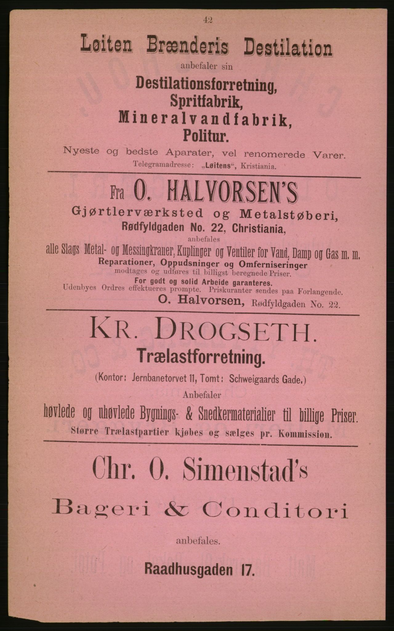 Kristiania/Oslo adressebok, PUBL/-, 1882, p. 42