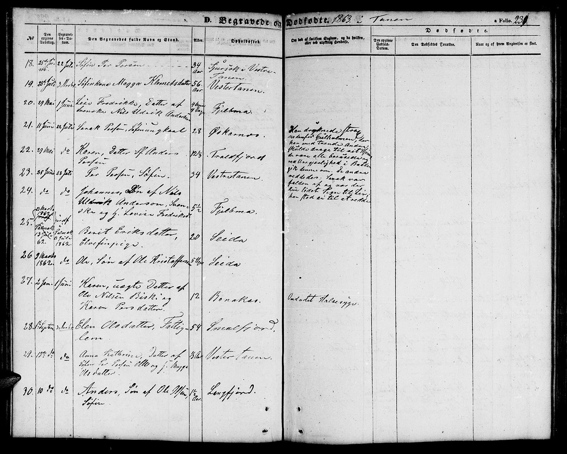 Tana sokneprestkontor, SATØ/S-1334/H/Hb/L0001klokker: Parish register (copy) no. 1 /1, 1853-1867, p. 239