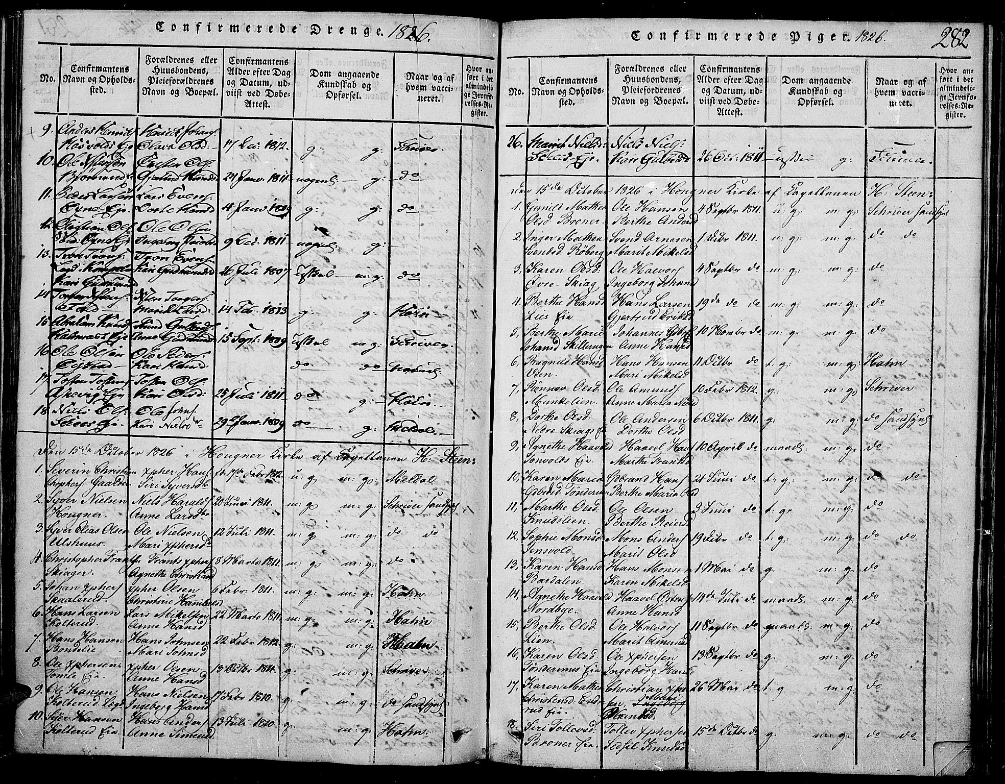 Land prestekontor, SAH/PREST-120/H/Ha/Haa/L0007: Parish register (official) no. 7, 1814-1830, p. 282