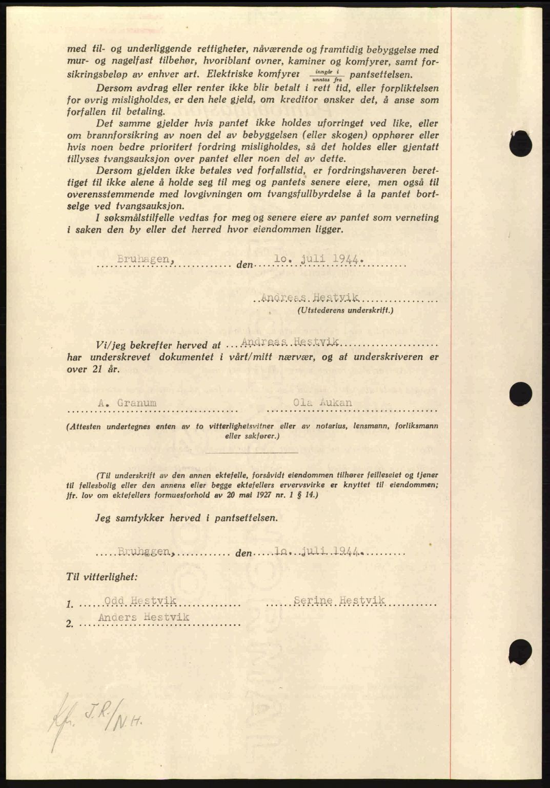 Nordmøre sorenskriveri, AV/SAT-A-4132/1/2/2Ca: Mortgage book no. B92, 1944-1945, Diary no: : 1186/1944