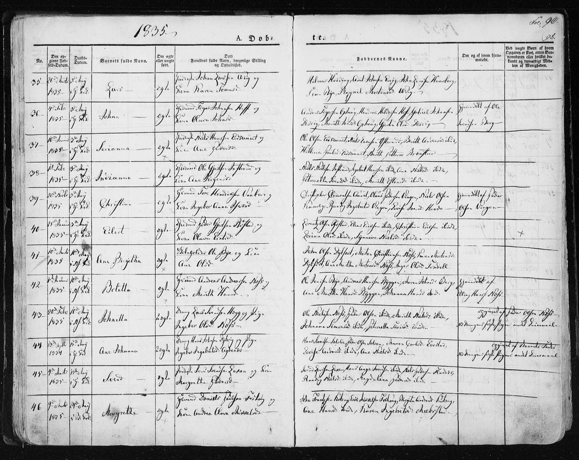 Ministerialprotokoller, klokkerbøker og fødselsregistre - Sør-Trøndelag, AV/SAT-A-1456/659/L0735: Parish register (official) no. 659A05, 1826-1841, p. 96