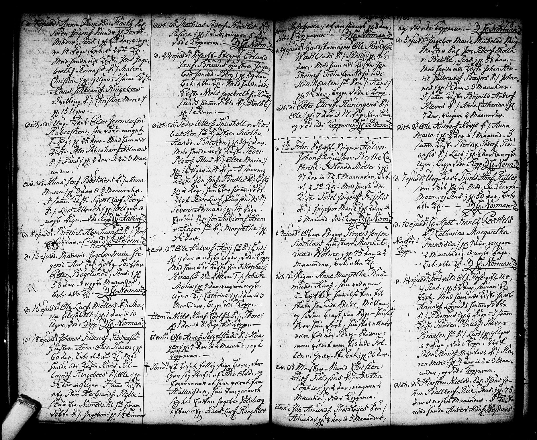 Kongsberg kirkebøker, SAKO/A-22/F/Fa/L0006: Parish register (official) no. I 6, 1783-1797, p. 278