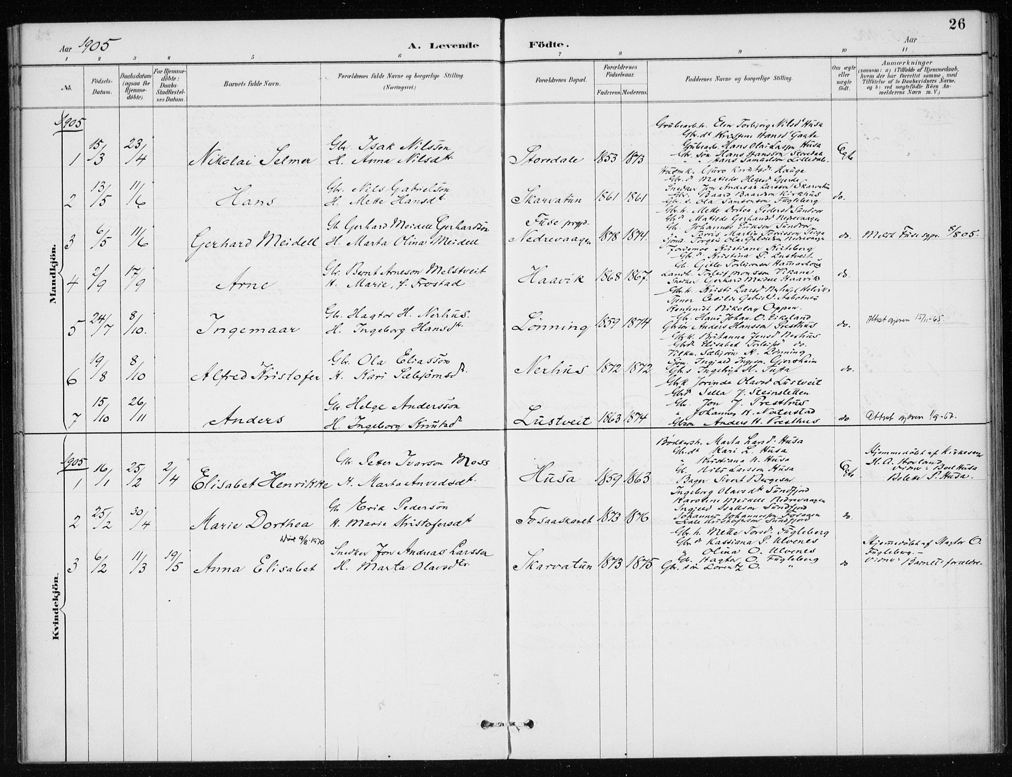 Kvinnherad sokneprestembete, AV/SAB-A-76401/H/Haa: Parish register (official) no. E 1, 1887-1912, p. 26