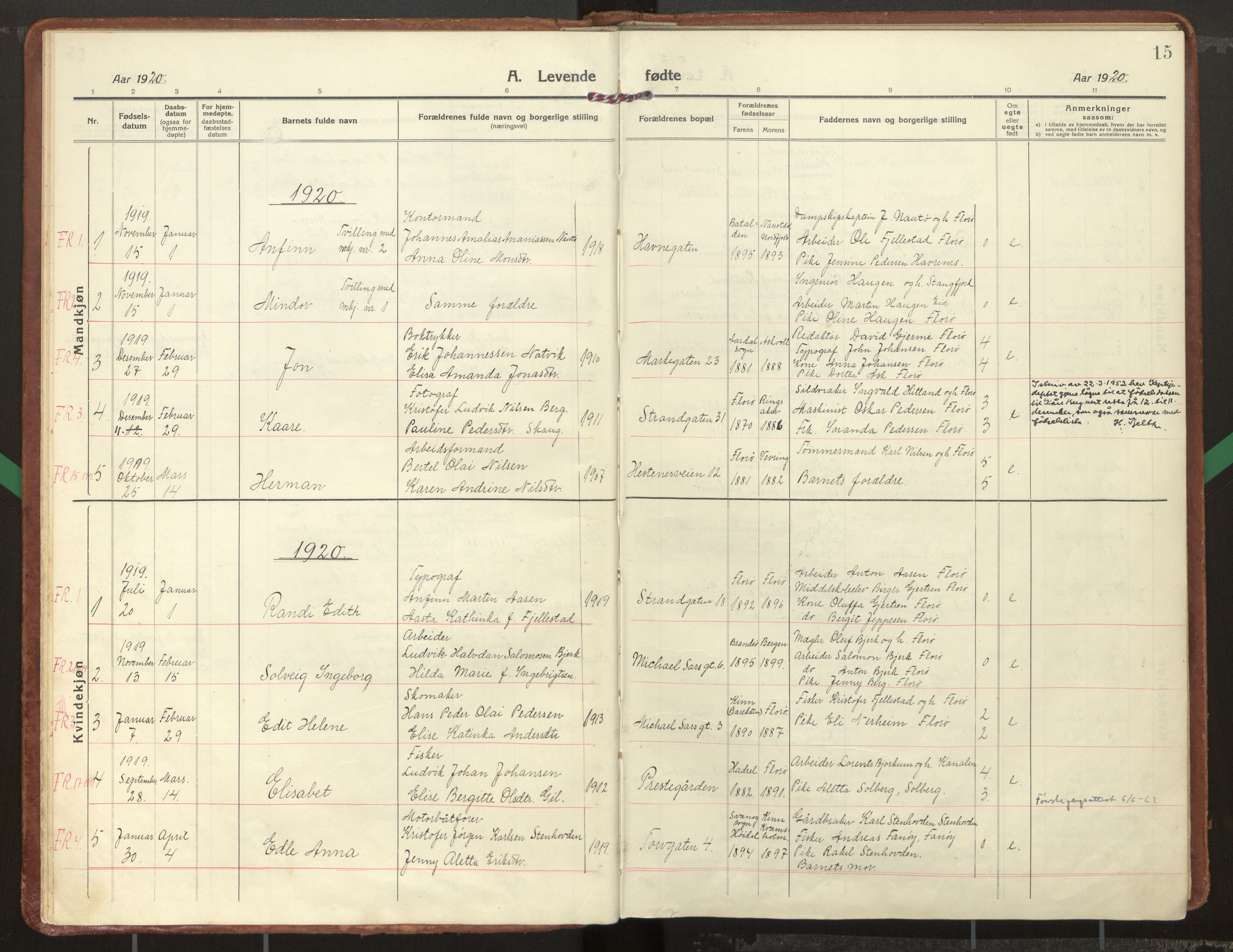 Kinn sokneprestembete, AV/SAB-A-80801/H/Haa/Haac/L0003: Parish register (official) no. C 3, 1917-1934, p. 15