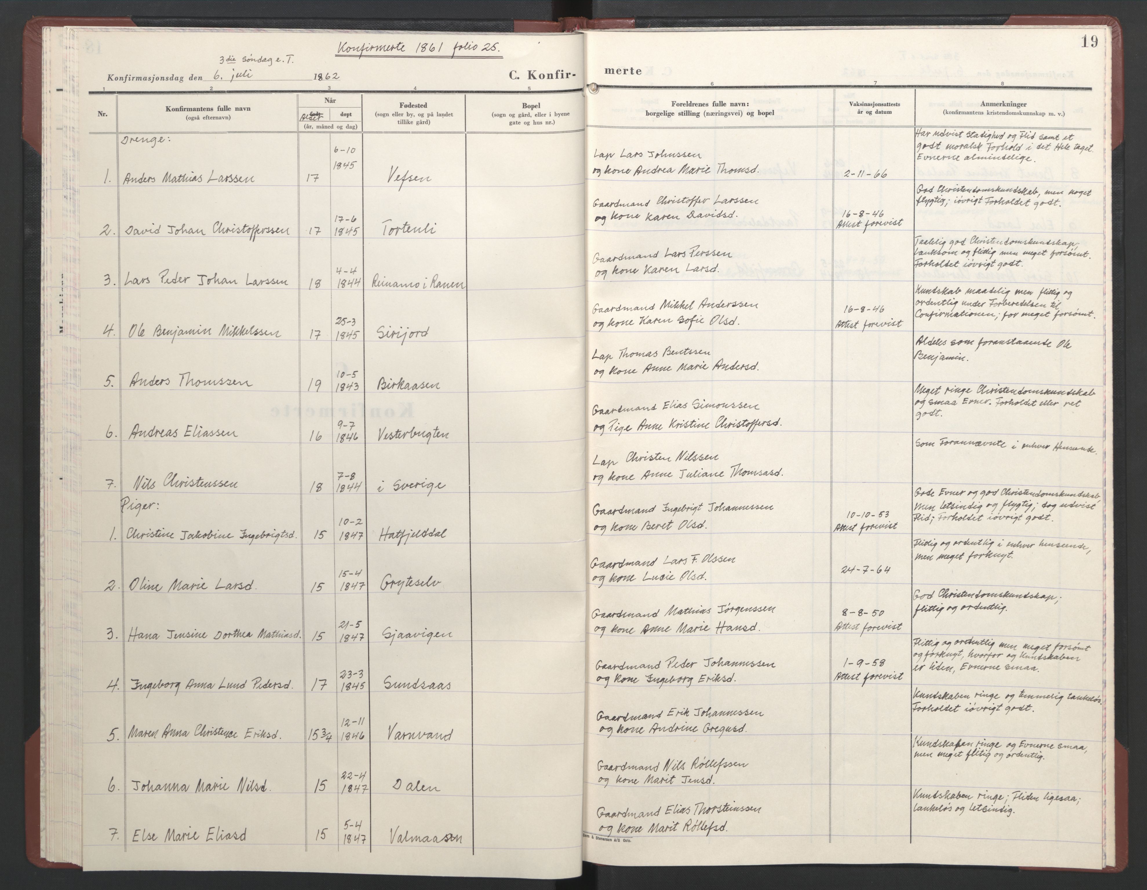 Ministerialprotokoller, klokkerbøker og fødselsregistre - Nordland, AV/SAT-A-1459/823/L0335: Parish register (official) no. 823D01, 1860-1864, p. 19