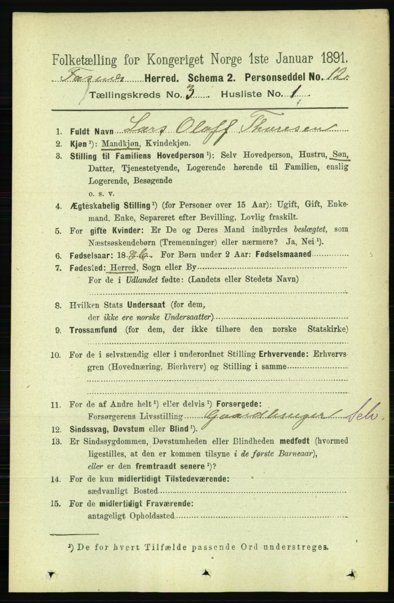 RA, 1891 census for 1748 Fosnes, 1891, p. 712