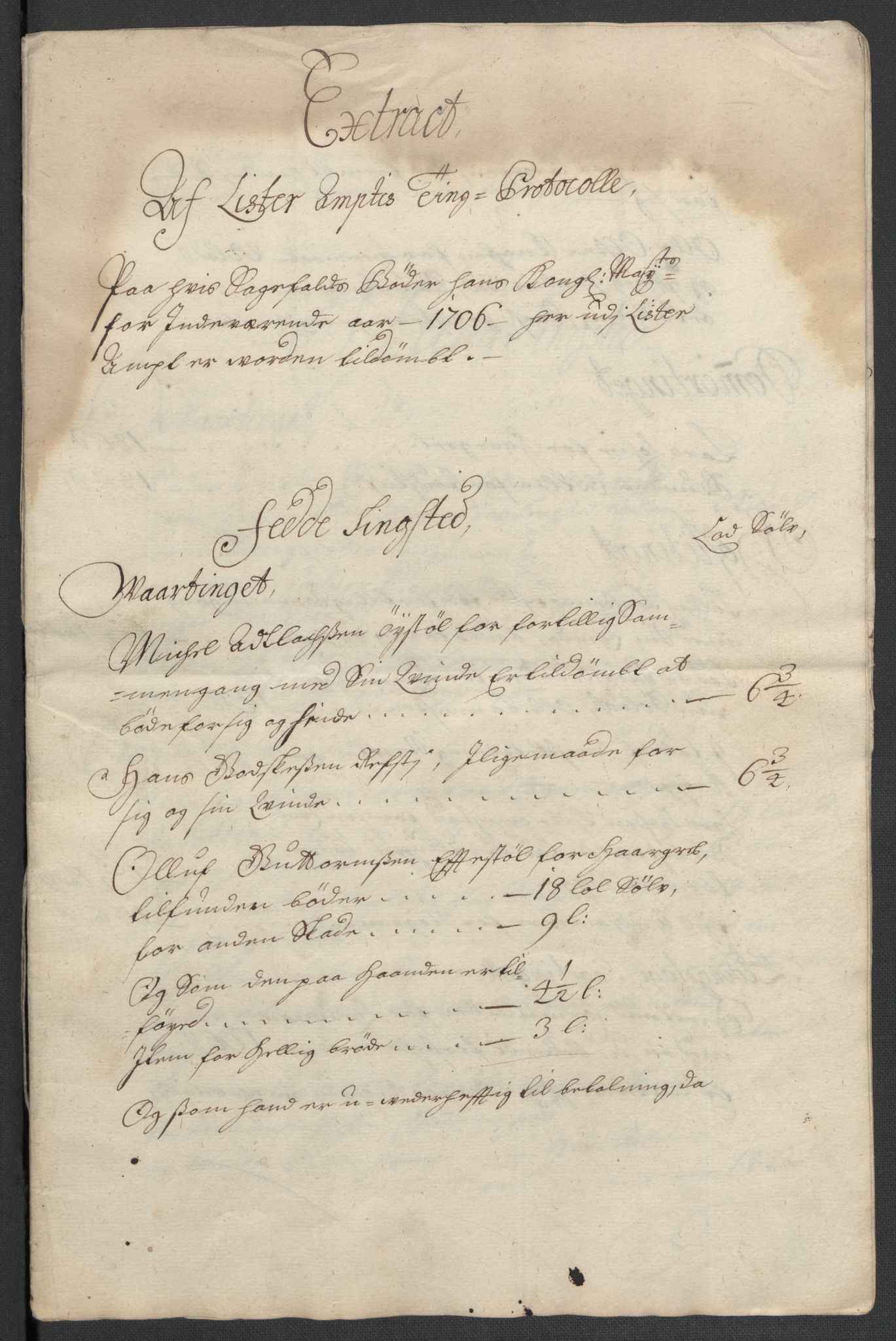 Rentekammeret inntil 1814, Reviderte regnskaper, Fogderegnskap, RA/EA-4092/R43/L2551: Fogderegnskap Lista og Mandal, 1705-1709, p. 267