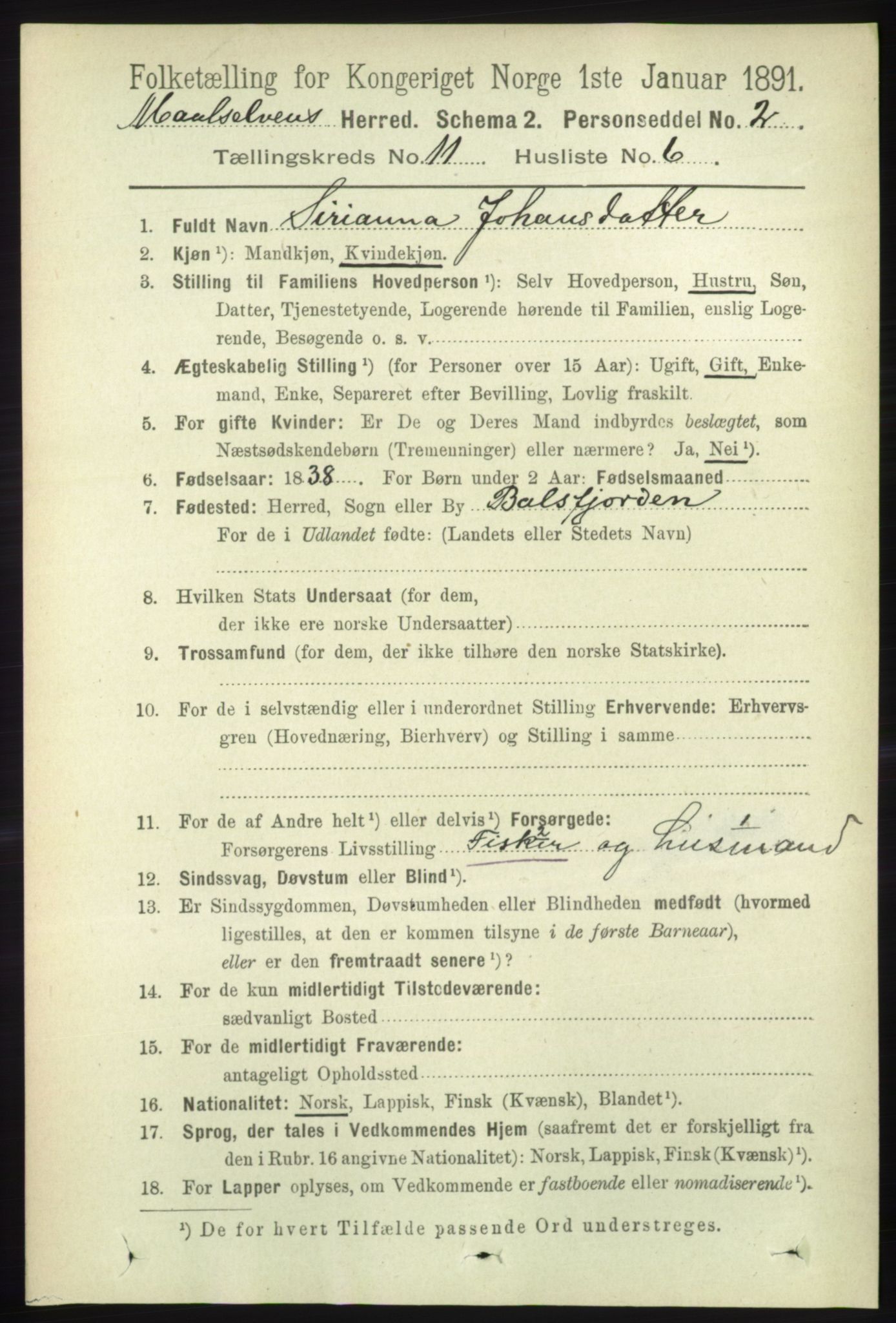 RA, 1891 census for 1924 Målselv, 1891, p. 3308