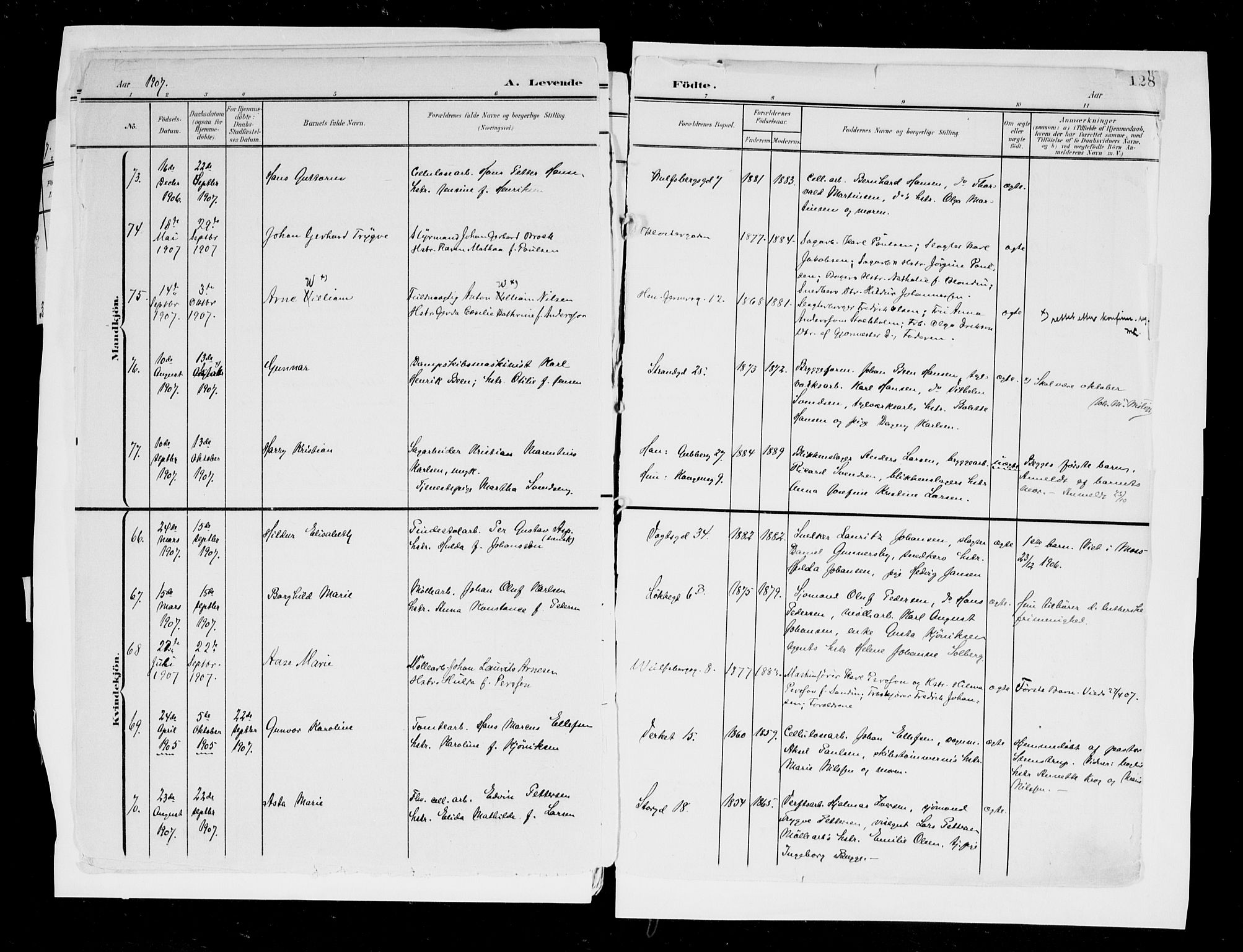 Moss prestekontor Kirkebøker, AV/SAO-A-2003/F/Fb/L0004: Parish register (official) no. II 4, 1902-1912, p. 128