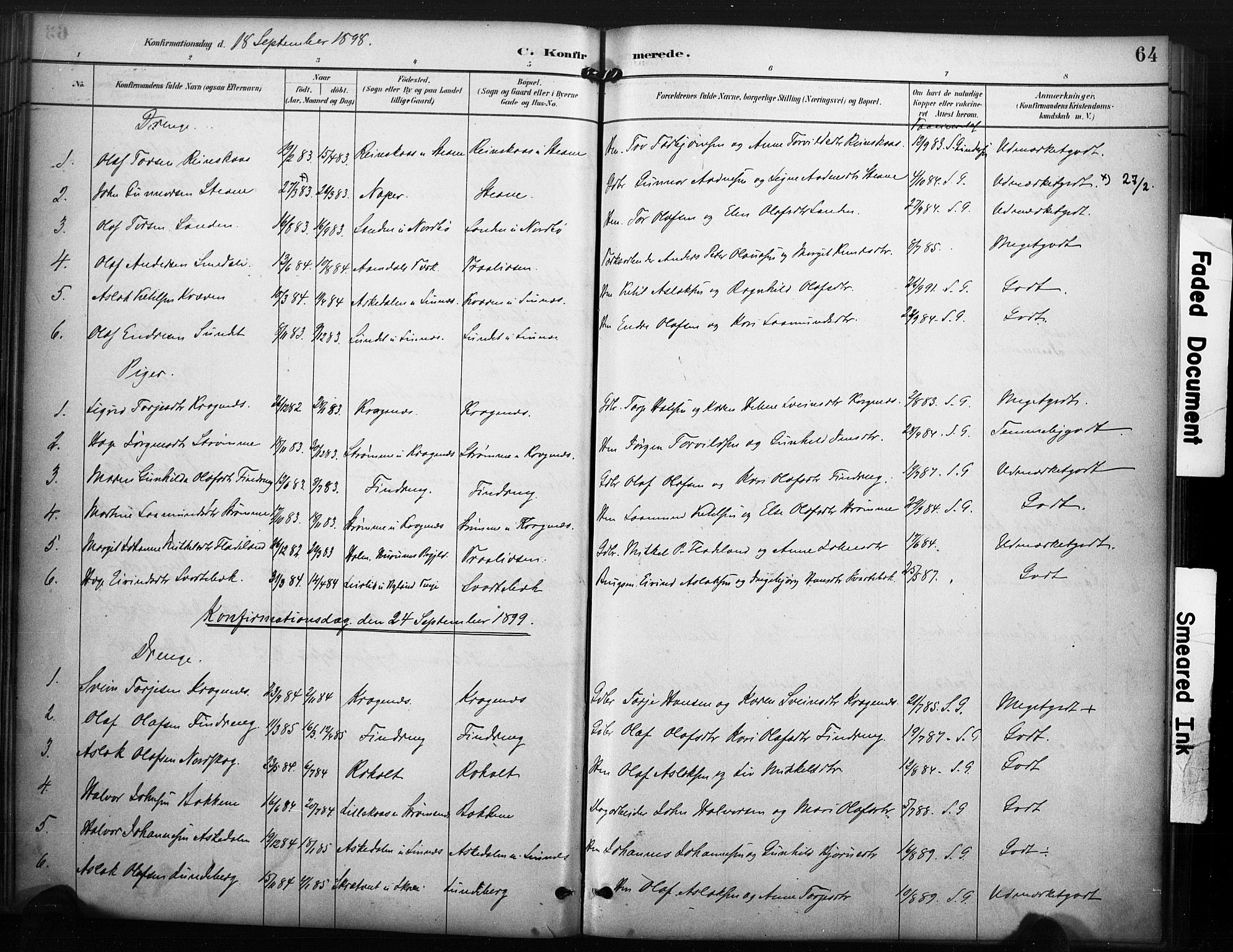Kviteseid kirkebøker, SAKO/A-276/F/Fc/L0002: Parish register (official) no. III 2, 1882-1908, p. 64