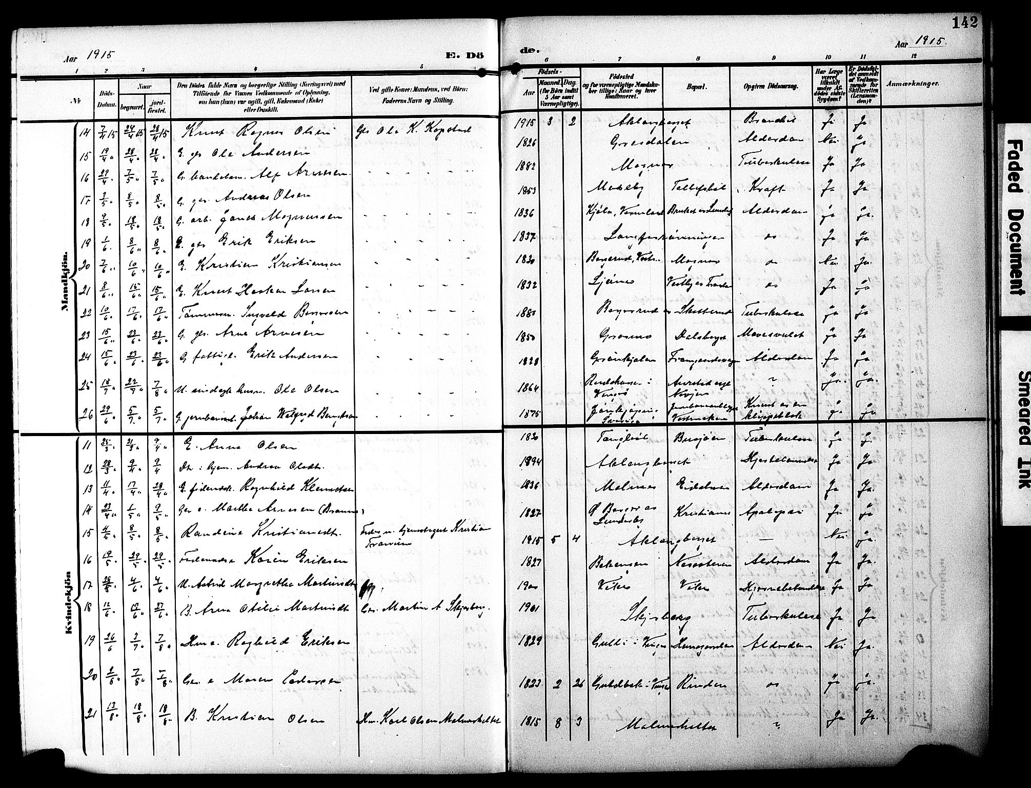 Eidskog prestekontor, AV/SAH-PREST-026/H/Ha/Hab/L0003: Parish register (copy) no. 3, 1904-1919, p. 142