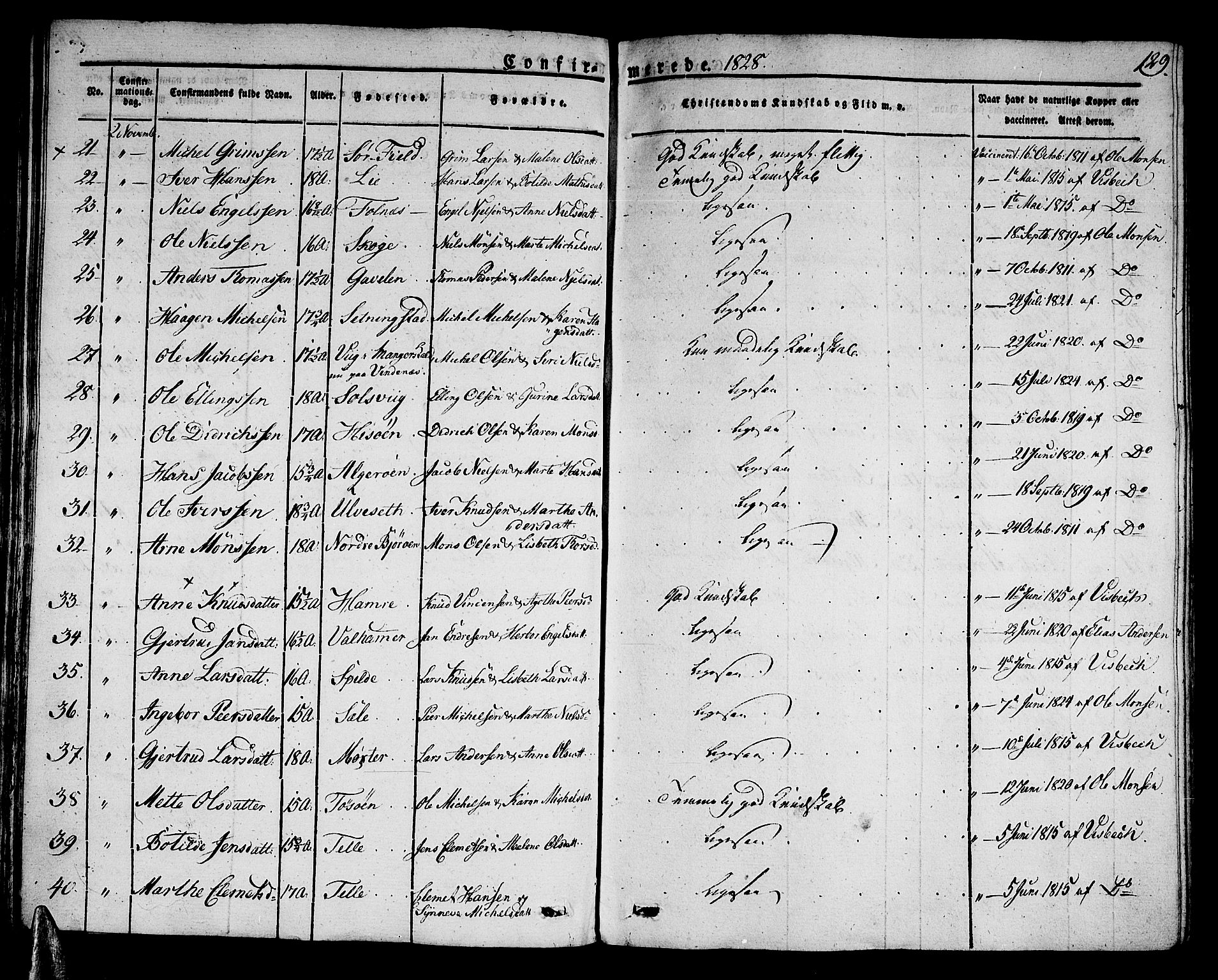 Sund sokneprestembete, AV/SAB-A-99930: Parish register (official) no. A 12, 1825-1835, p. 129