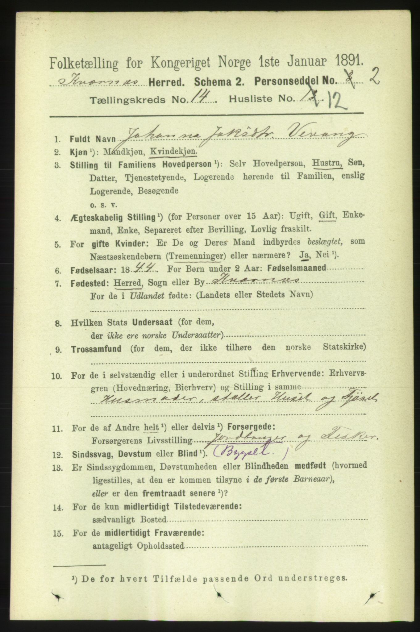 RA, 1891 census for 1553 Kvernes, 1891, p. 5798