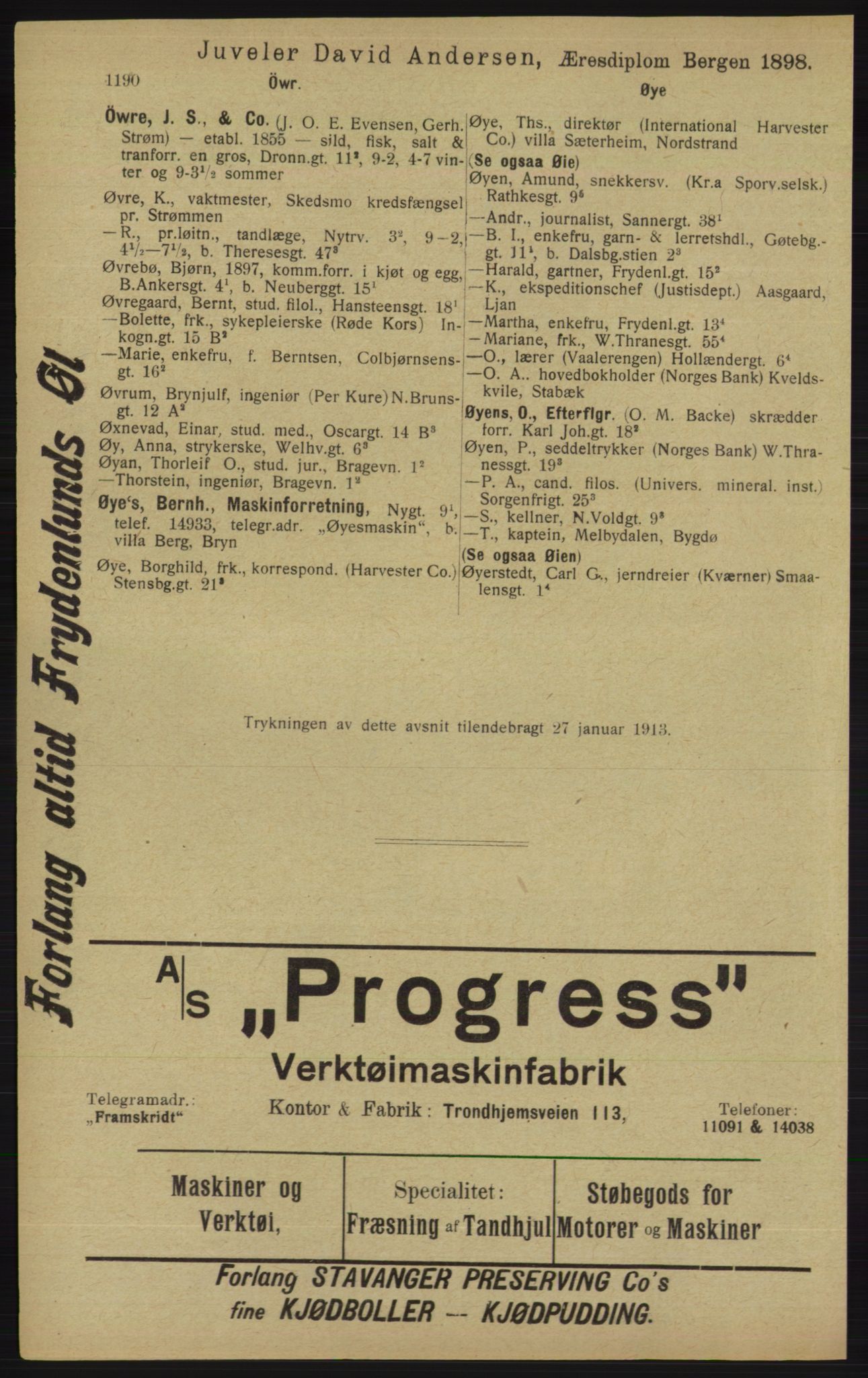 Kristiania/Oslo adressebok, PUBL/-, 1913, p. 1148