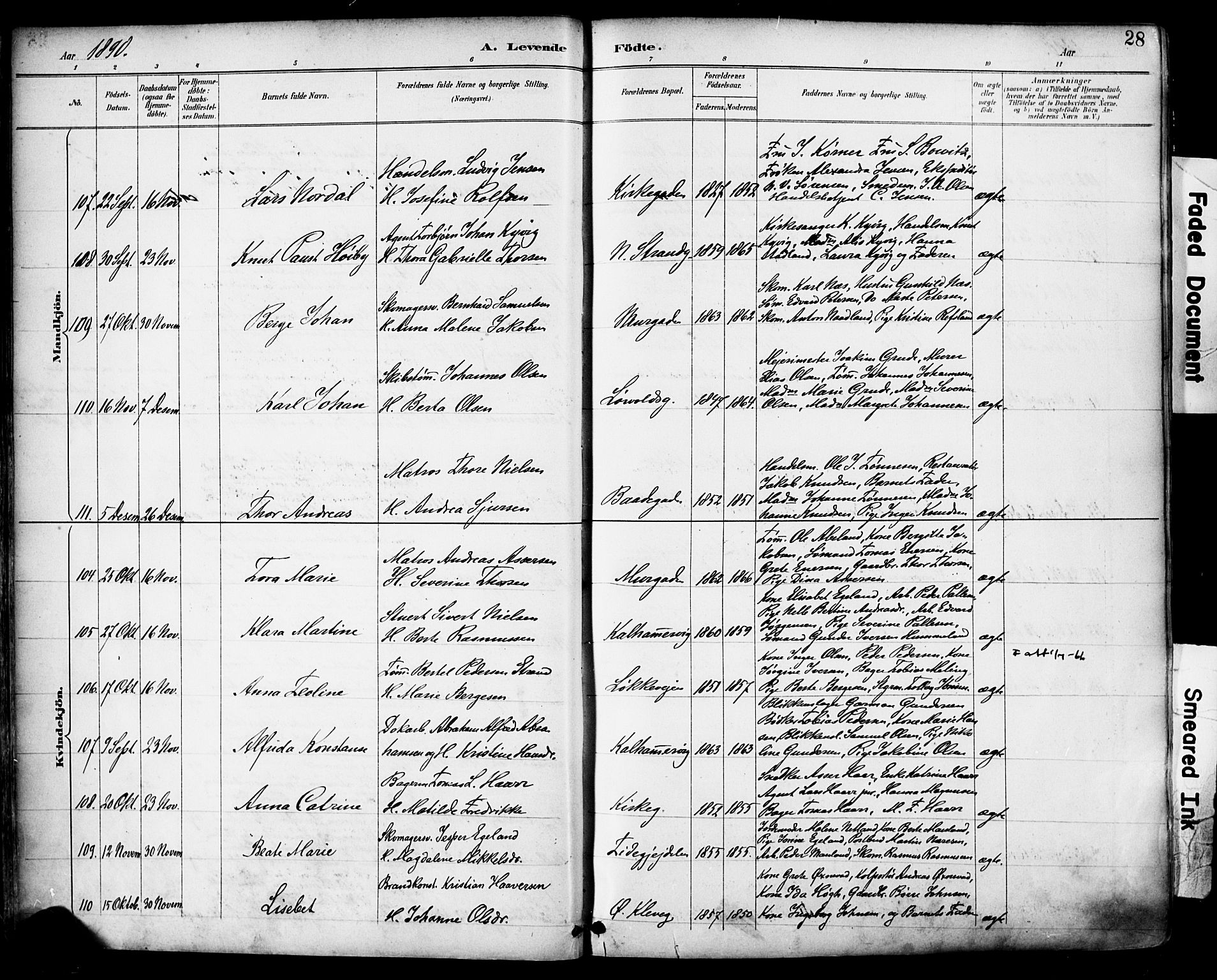 Domkirken sokneprestkontor, AV/SAST-A-101812/001/30/30BA/L0030: Parish register (official) no. A 29, 1889-1902, p. 28