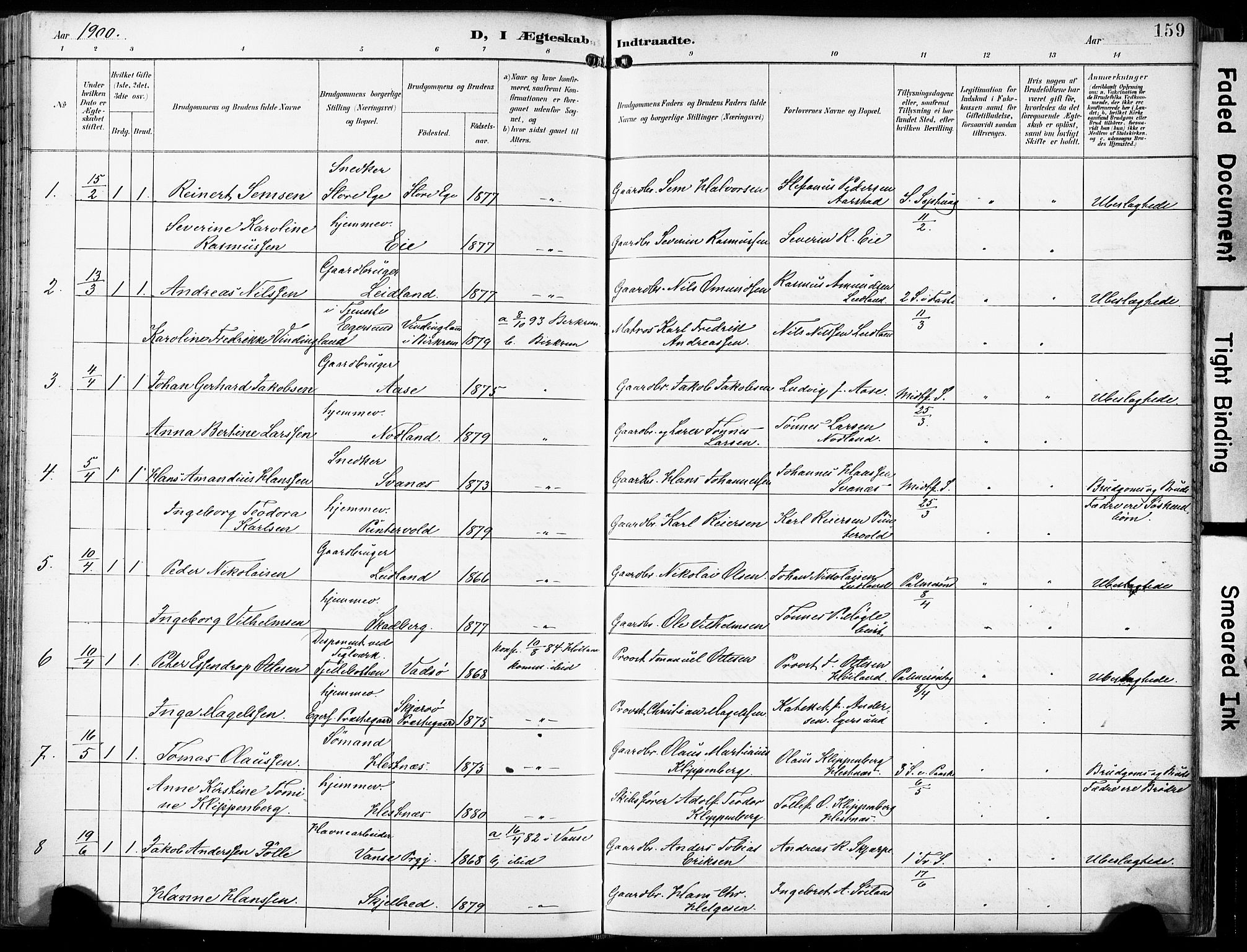 Eigersund sokneprestkontor, SAST/A-101807/S08/L0018: Parish register (official) no. A 17, 1892-1905, p. 159