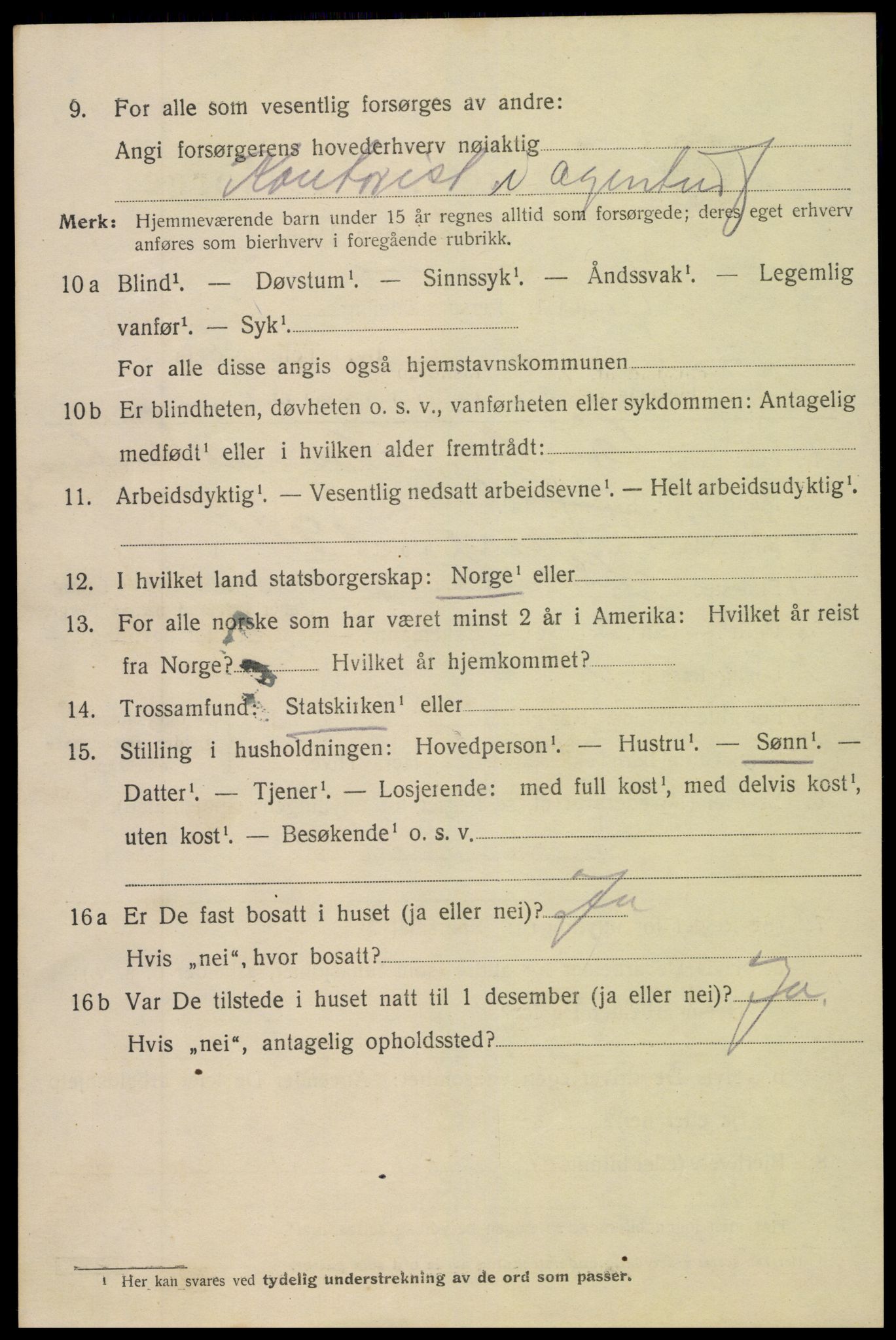 SAK, 1920 census for Arendal, 1920, p. 16045