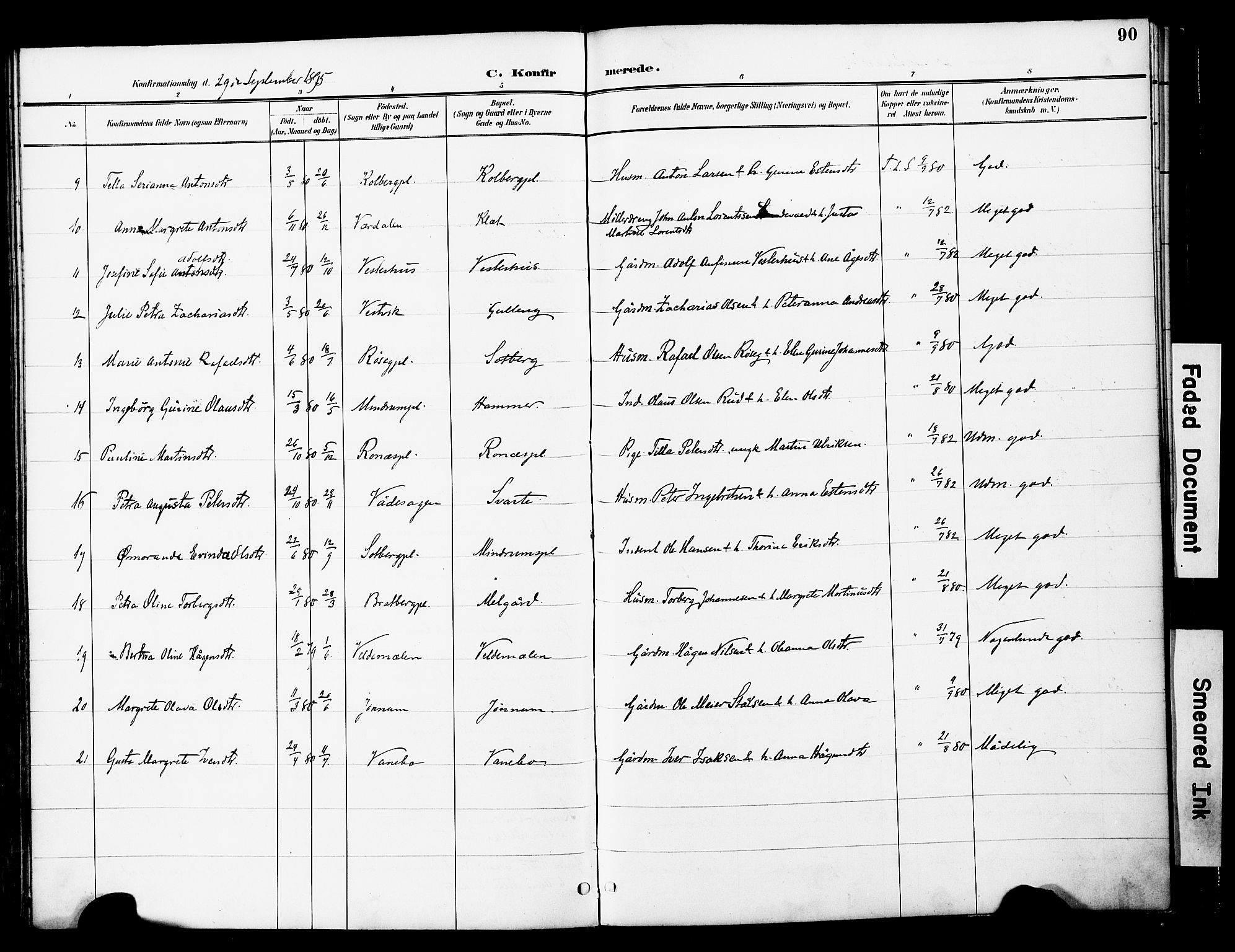 Ministerialprotokoller, klokkerbøker og fødselsregistre - Nord-Trøndelag, AV/SAT-A-1458/741/L0396: Parish register (official) no. 741A10, 1889-1901, p. 90