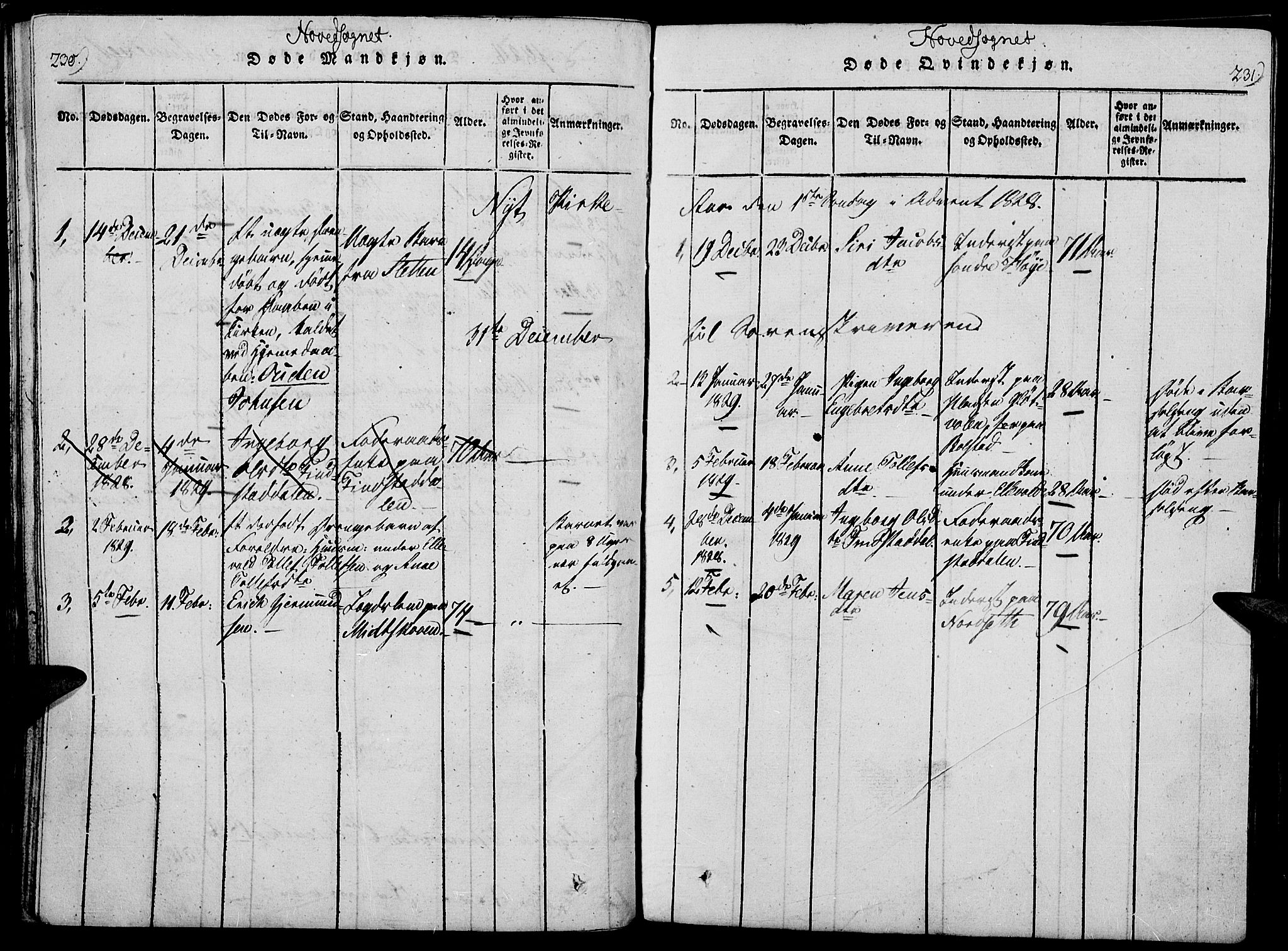 Rendalen prestekontor, AV/SAH-PREST-054/H/Ha/Haa/L0003: Parish register (official) no. 3, 1815-1829, p. 230-231