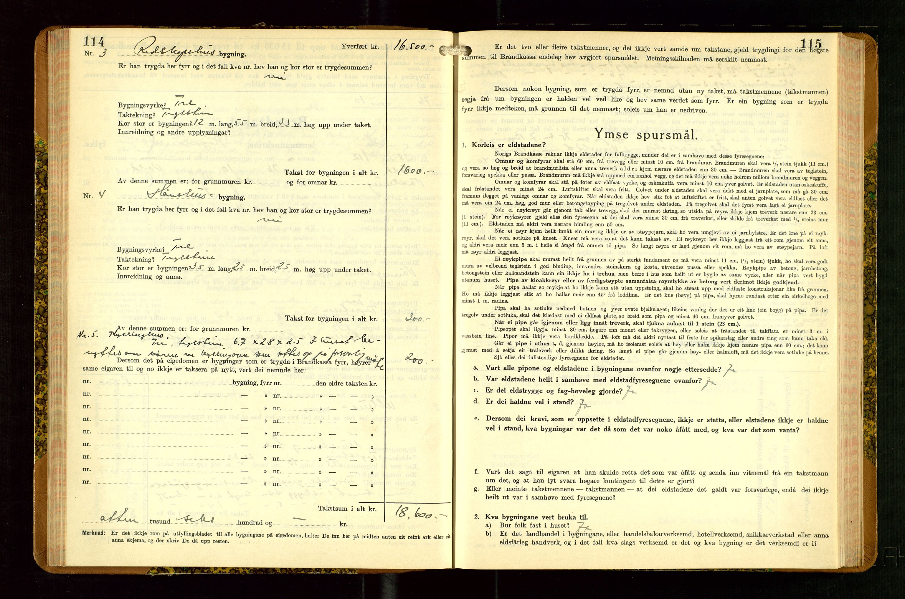 Hå lensmannskontor, SAST/A-100456/Goa/L0007: Takstprotokoll (skjema), 1938-1949, p. 114-115