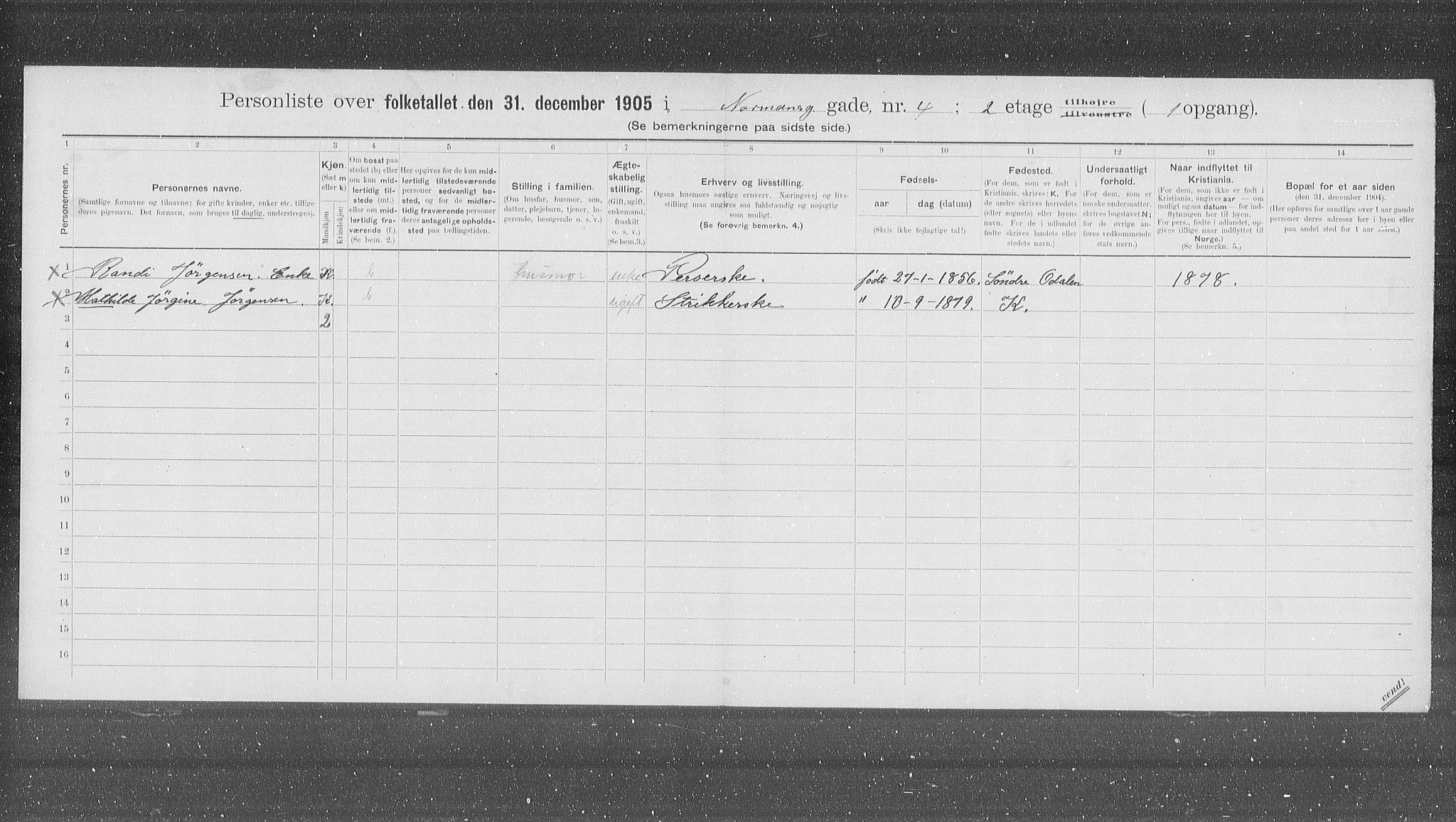 OBA, Municipal Census 1905 for Kristiania, 1905, p. 38679