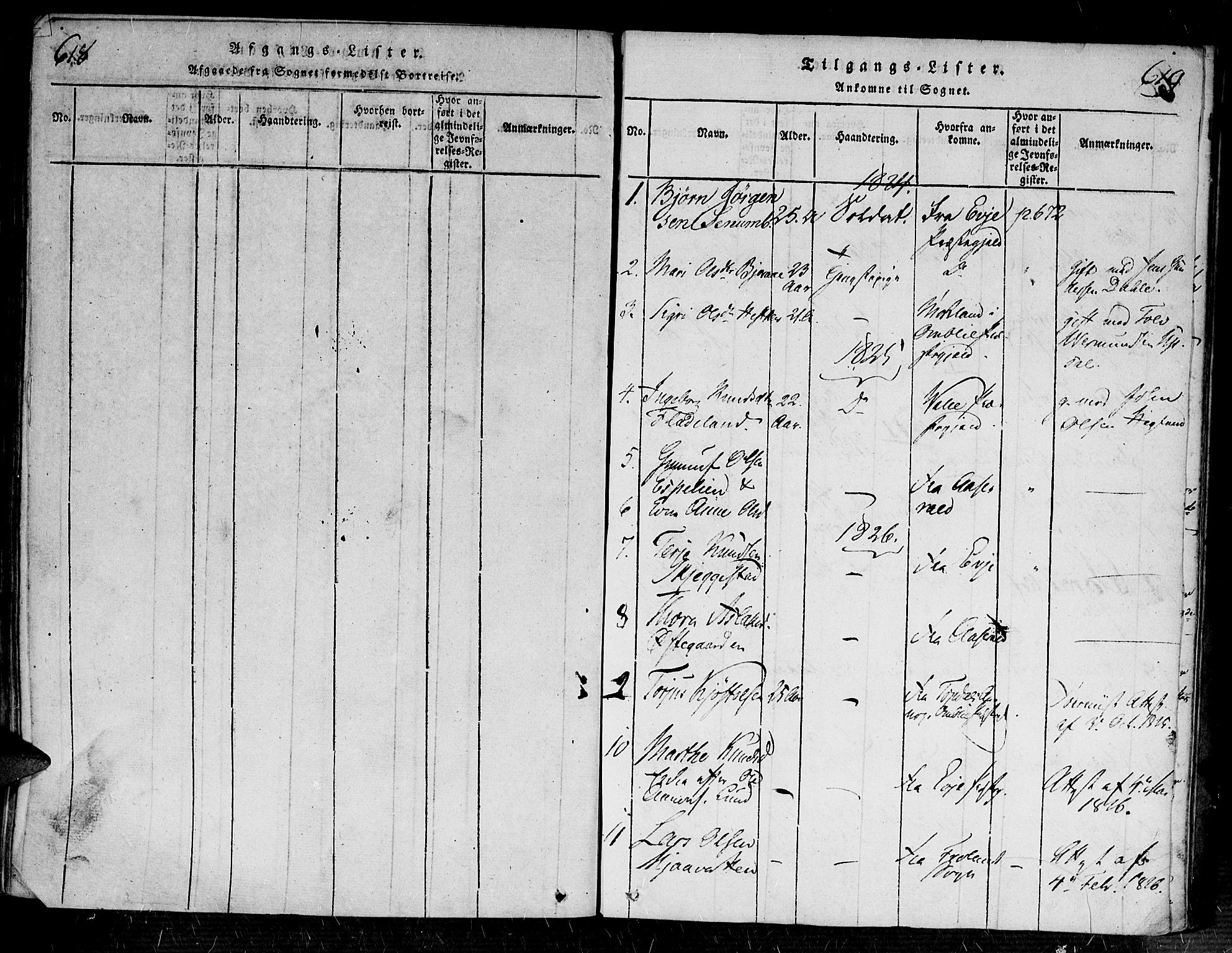 Bygland sokneprestkontor, SAK/1111-0006/F/Fa/Fab/L0003: Parish register (official) no. A 3, 1816-1841, p. 618-619