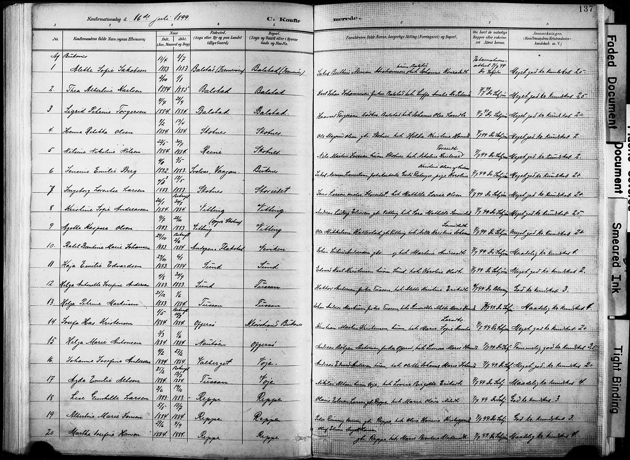 Ministerialprotokoller, klokkerbøker og fødselsregistre - Nordland, AV/SAT-A-1459/881/L1151: Parish register (official) no. 881A04, 1899-1907, p. 137